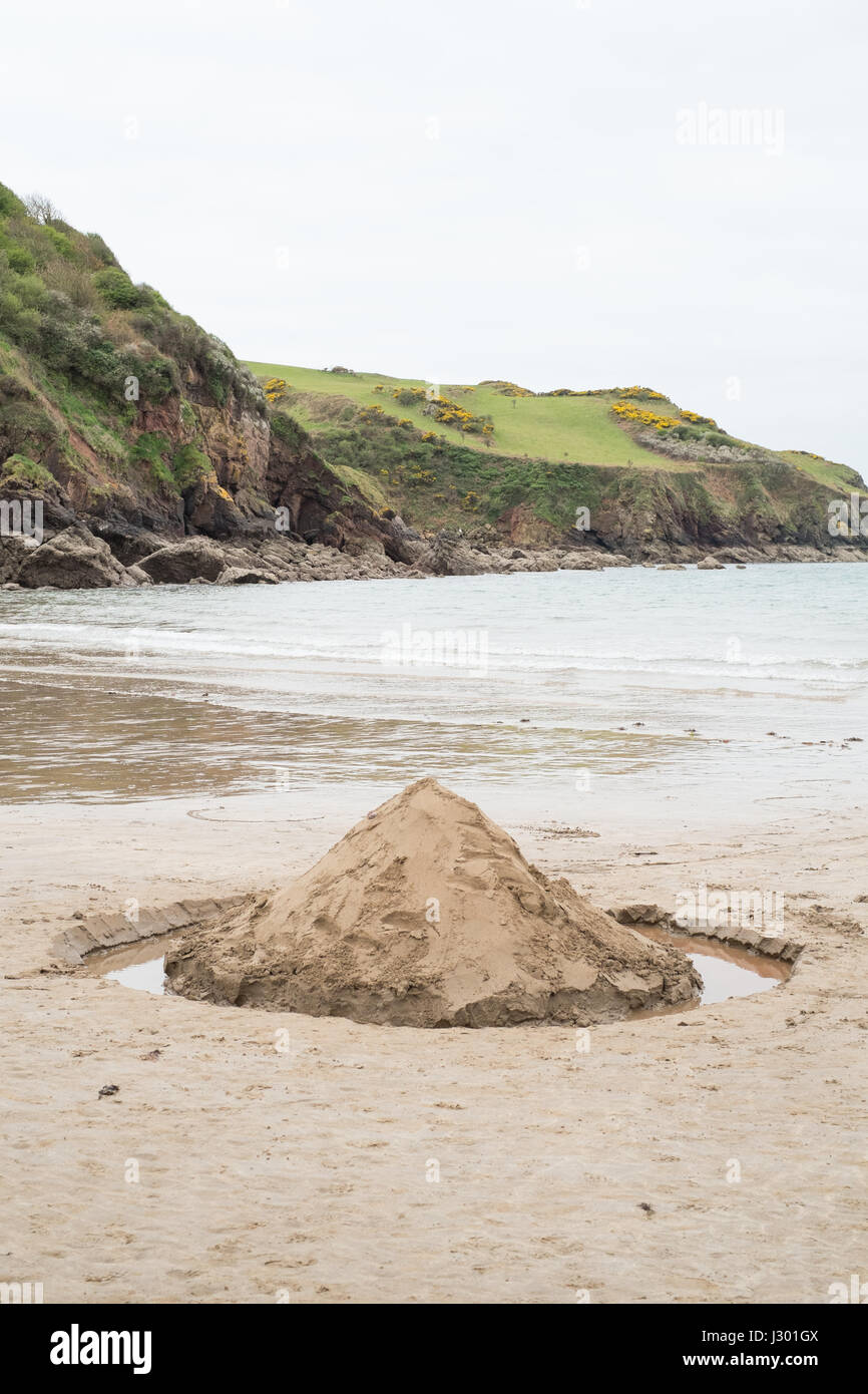 Sandcastle sulla speranza Cove Beach, South Devon, Inghilterra, Regno Unito. Foto Stock