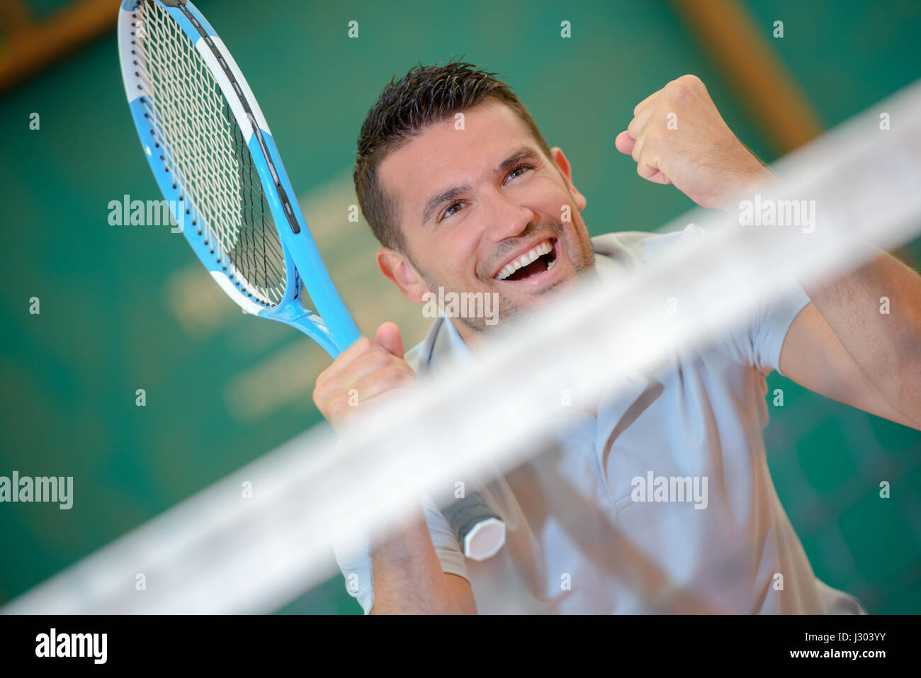 Vincitore del gioco di tennis Foto Stock
