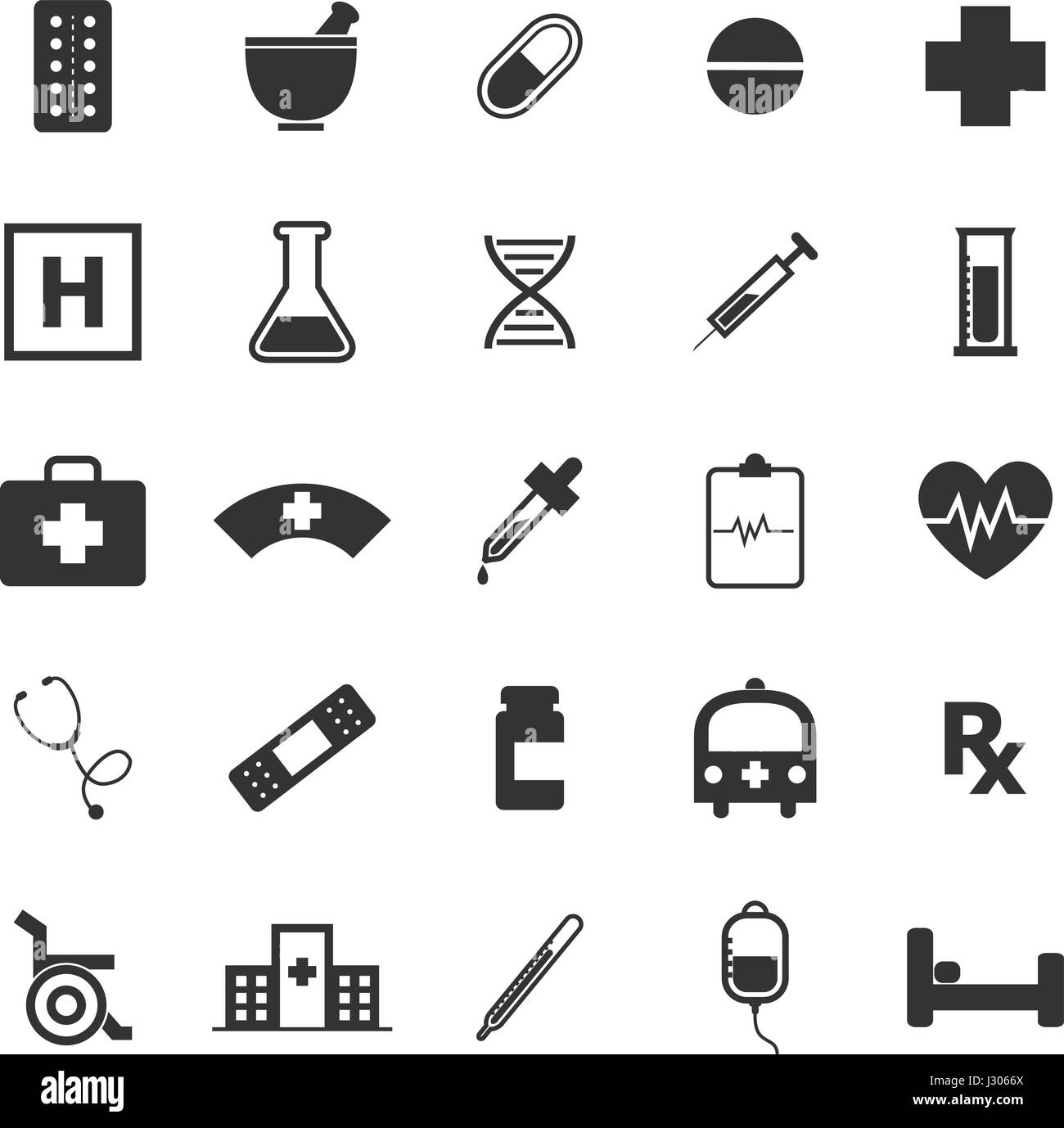 Farmacia icone su sfondo bianco, vettore di stock Illustrazione Vettoriale