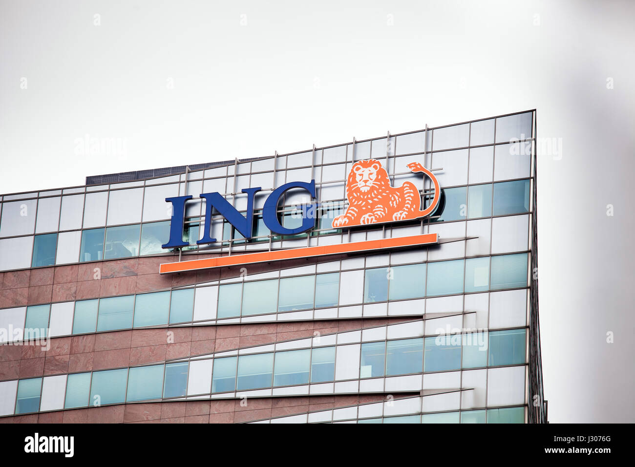 ING logo azienda dell'edificio. Foto Stock