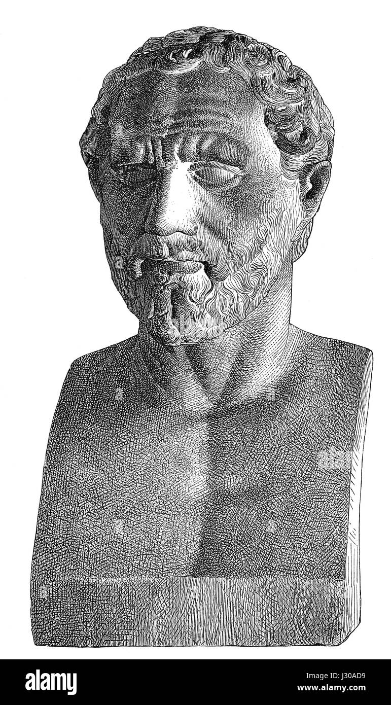 Demostene, 384-322 A.C. una statista greco e oratore di Atene antica Foto Stock