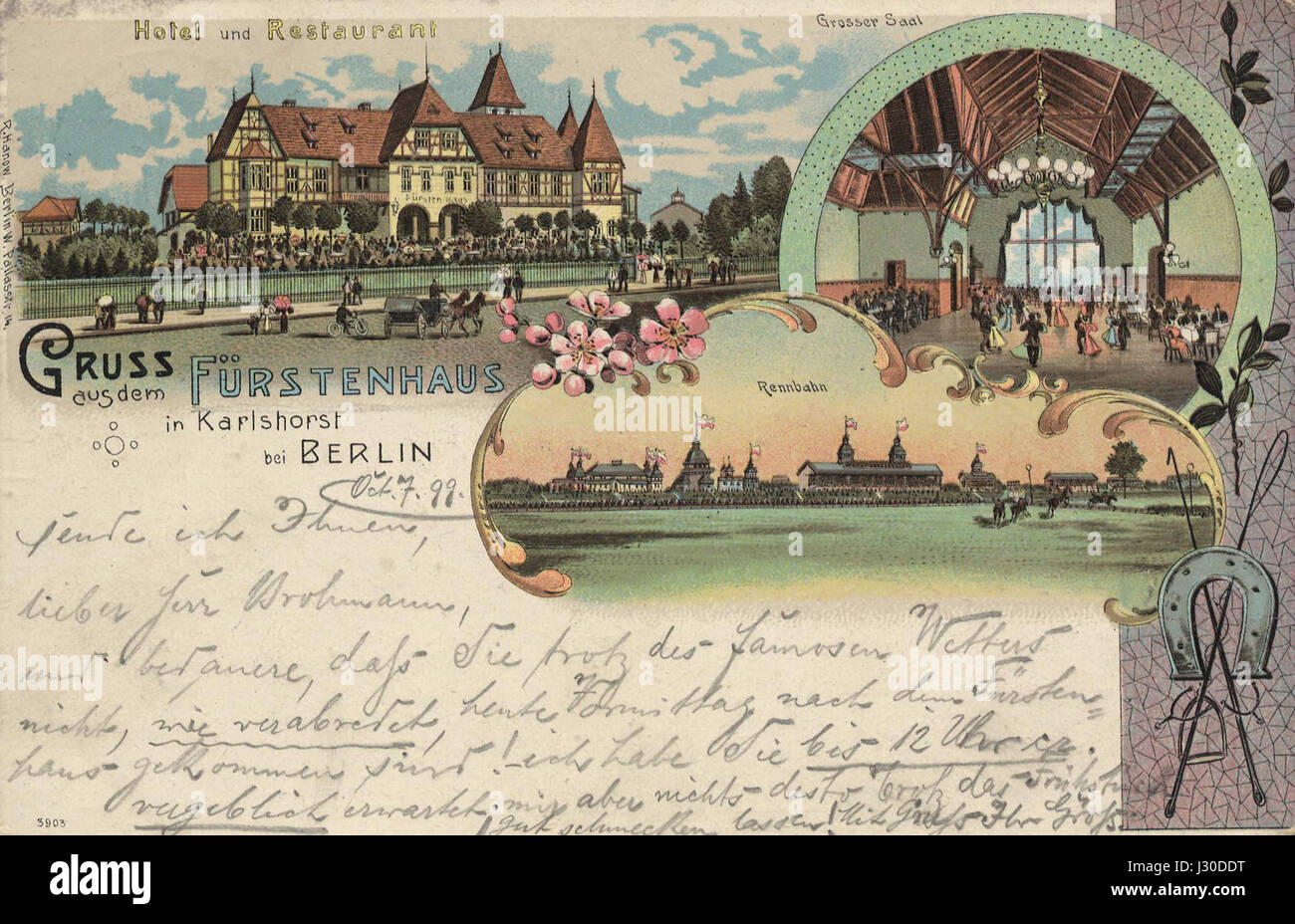 Una cartolina storica con Berlino-Karlshorst, un'area di Berlino, in Germania, nota per la sua storia militare, in particolare la fine della seconda guerra mondiale, quando la Germania nazista si arrese. Foto Stock