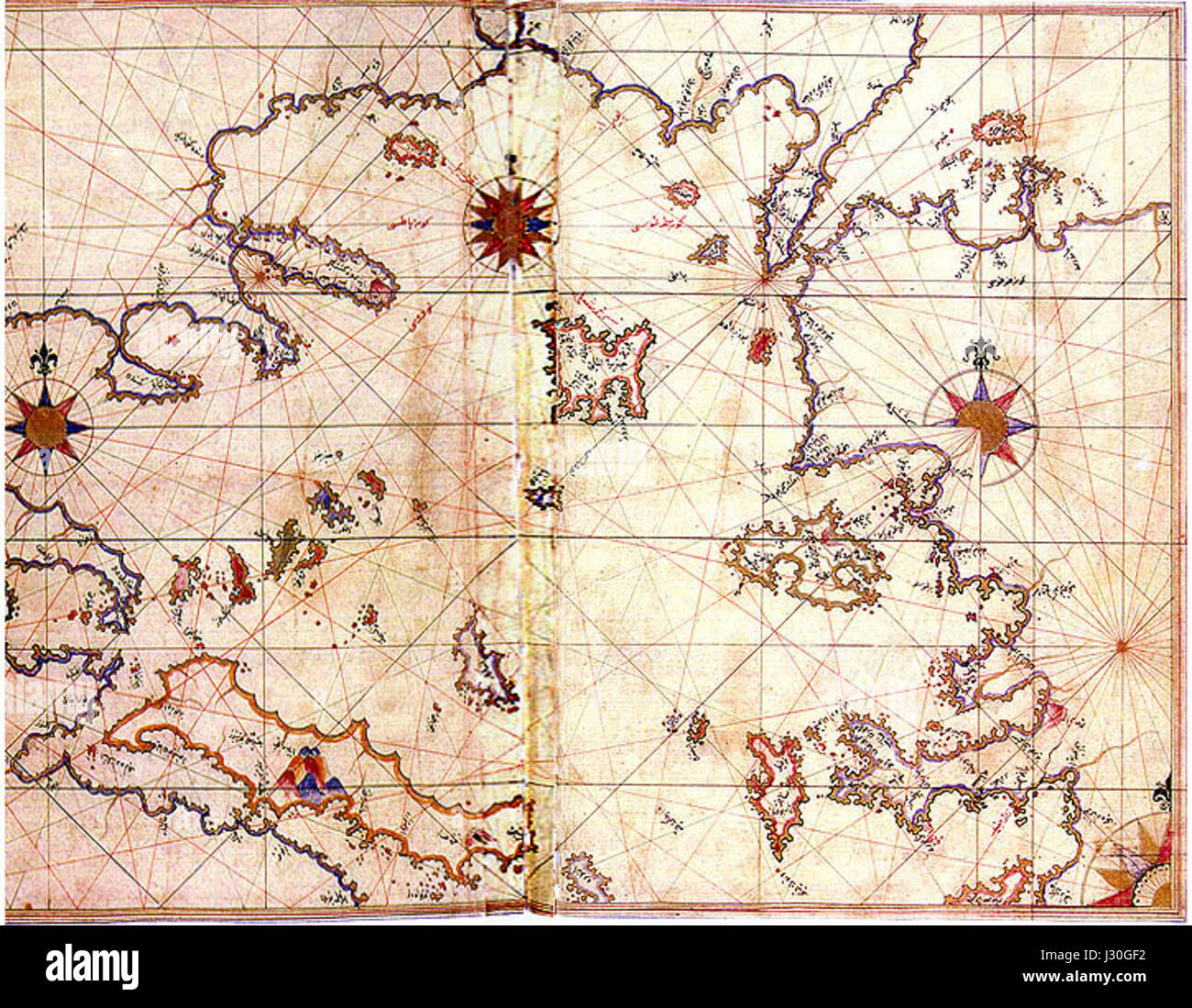 Mare Egeo da Piri Reis Foto Stock