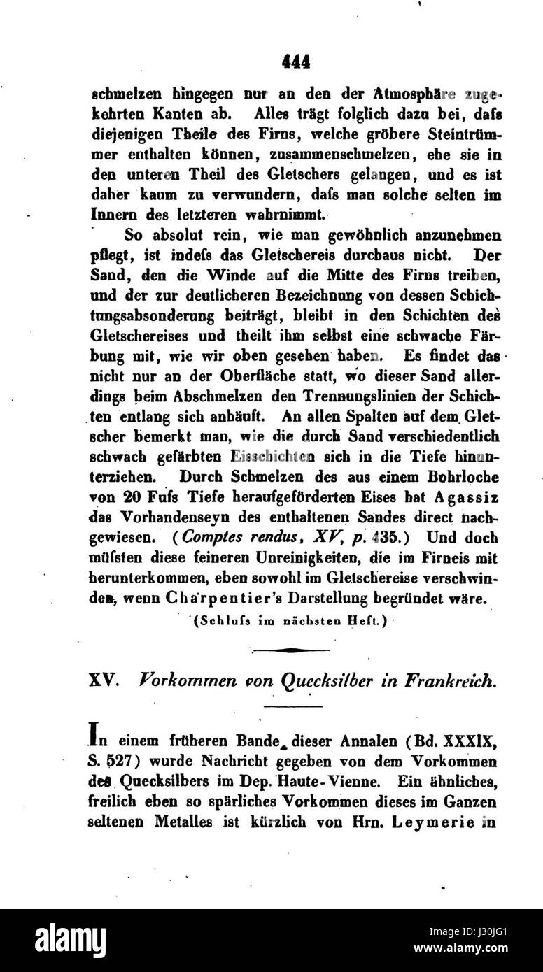 Un articolo della rivista 'Annalen der Physik', pubblicato nel 1843, si concentrò sui progressi o le scoperte nel campo della fisica durante il XIX secolo. Foto Stock