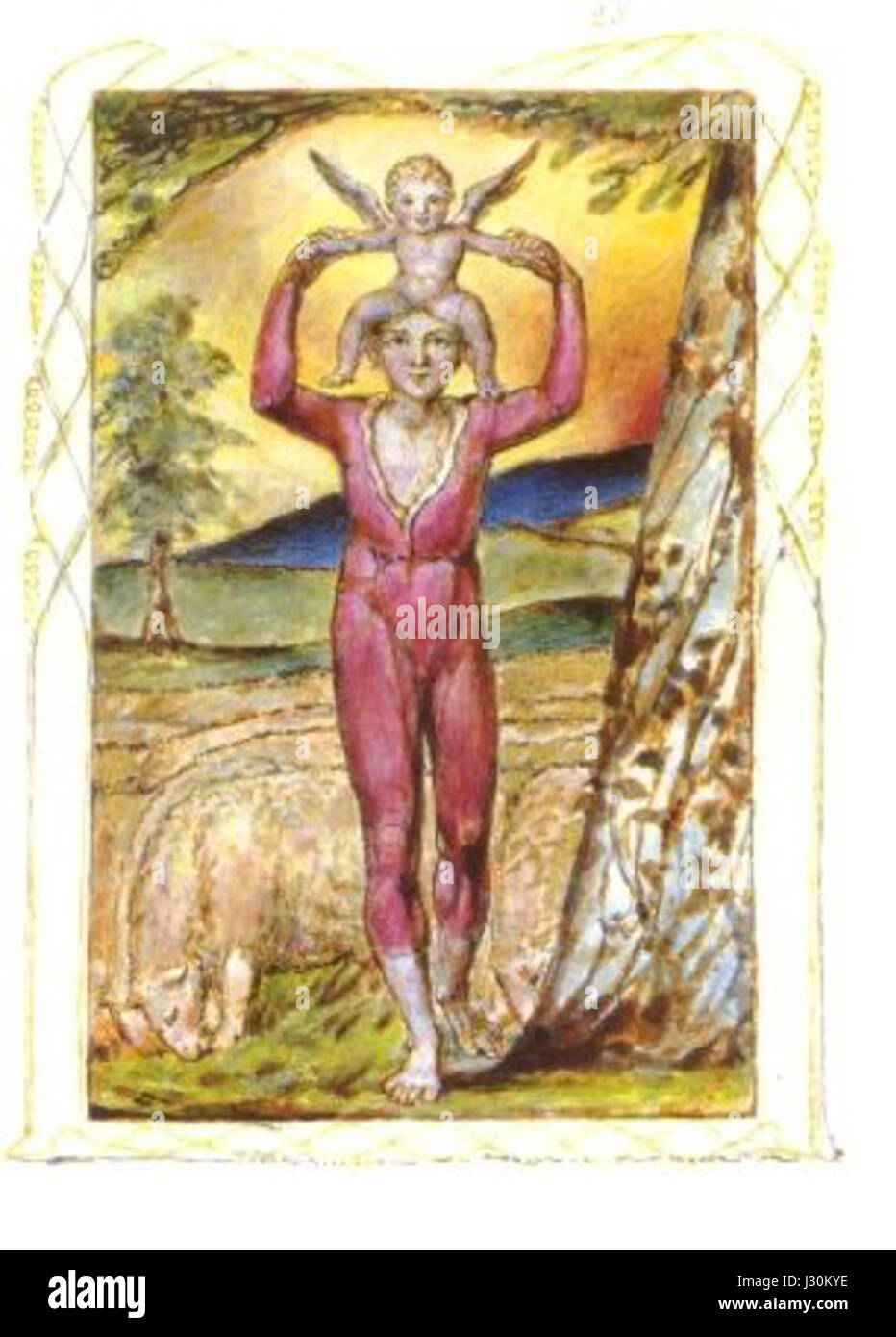 Il frontespizio Blake Experience è un'illustrazione dettagliata che accompagna il lavoro del poeta e artista inglese William Blake. Serve come introduzione ai suoi temi visionari e poetici. Foto Stock