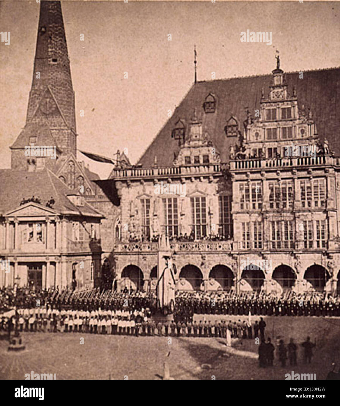 Brema Markt am 18. Oktober 1865 Foto Stock