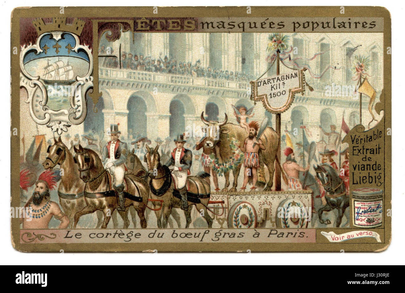 Un'immagine del "Boeuf Gras", un piatto francese tradizionale, catturato da Liebig in una famosa pubblicità del XIX secolo che mostra la cucina francese. Foto Stock