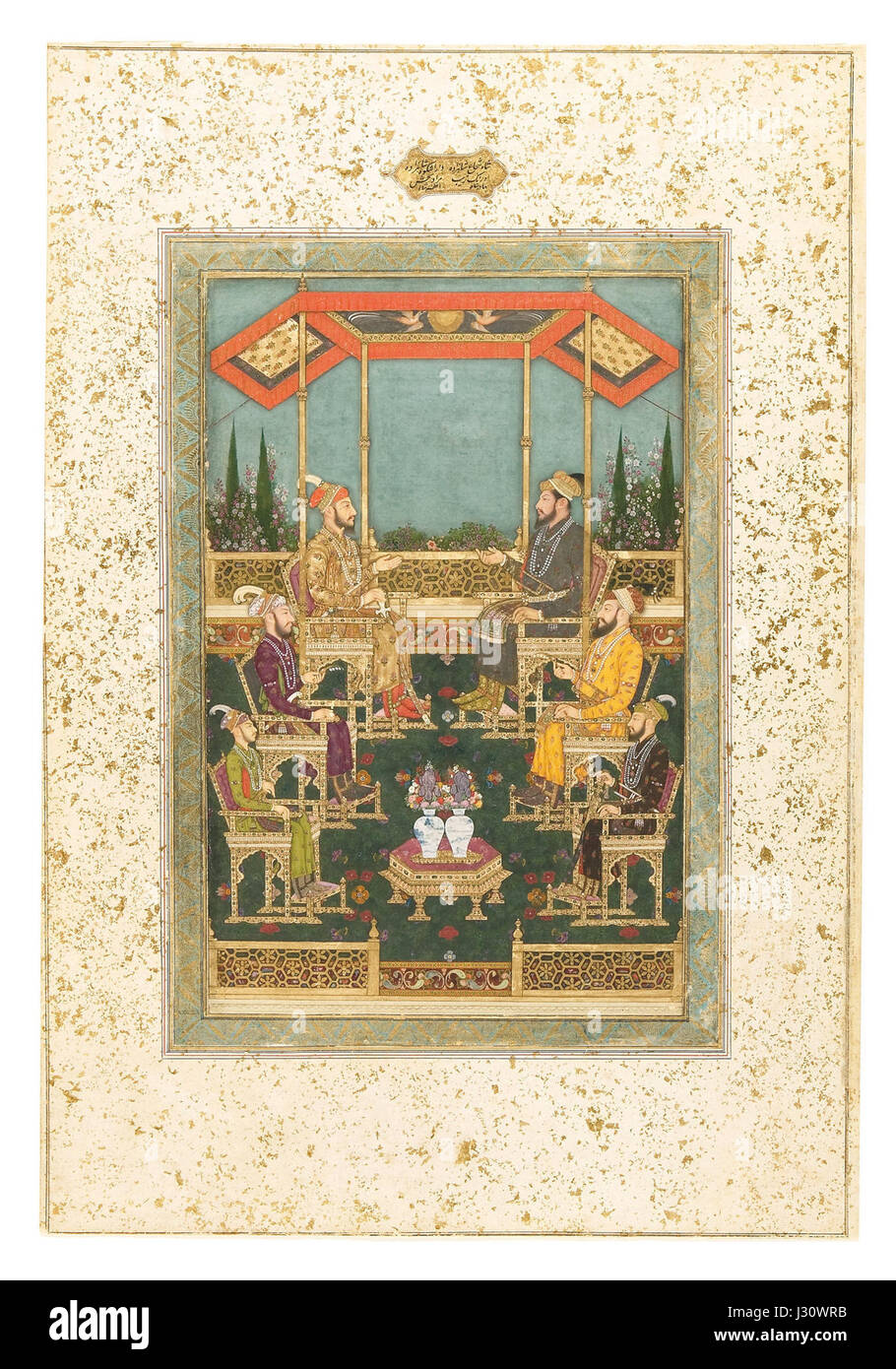 Bhavanidas. Darbar scena con quattro figli e due nipoti di Shah Jahan. 1700-1710, San Diego Museo di arte. Foto Stock