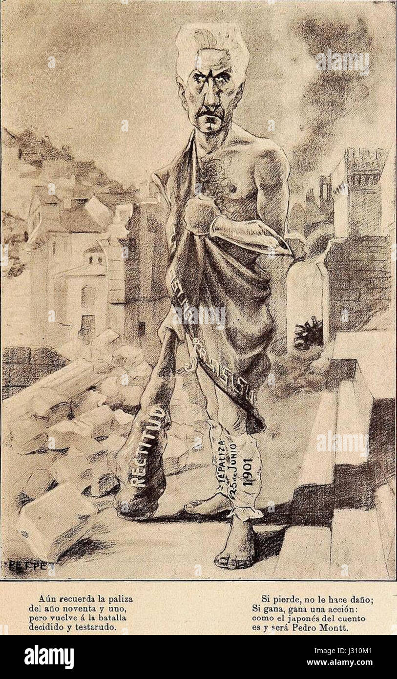 Caricatura Pedro Montt candidato 1906 Foto Stock