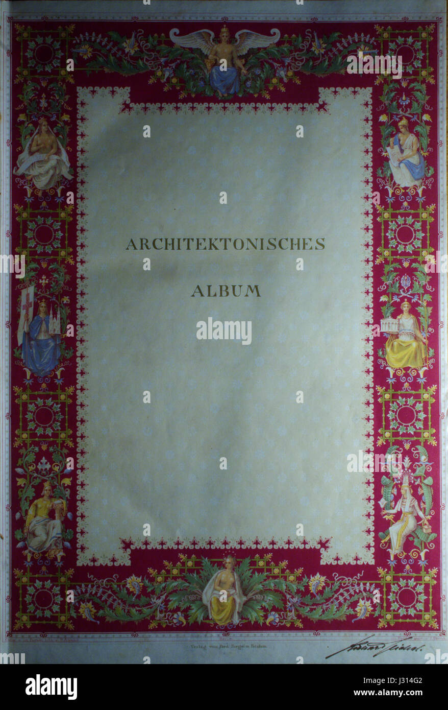 Una copertina dell'"Architektonisches album" con disegni architettonici e illustrazioni dei primi anni del XIX secolo. Foto Stock