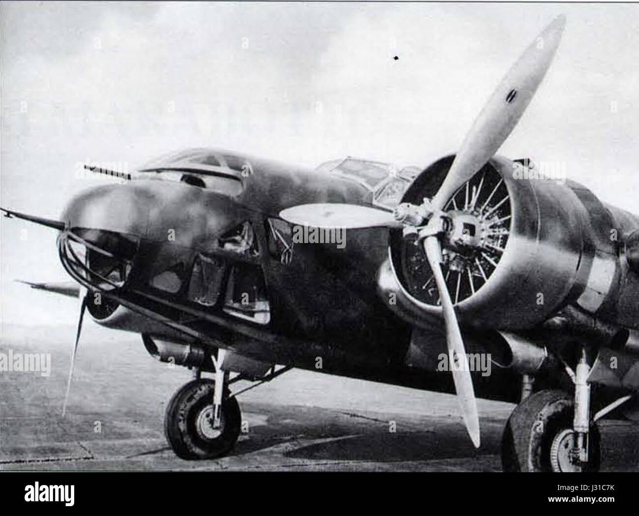 Il Caproni CA. 155 era un aereo da caccia italiano, progettato nei primi anni '1940 Questa particolare immagine si concentra su una visione dettagliata del suo design e della sua struttura, evidenziando le caratteristiche principali dell'aeromobile. Foto Stock