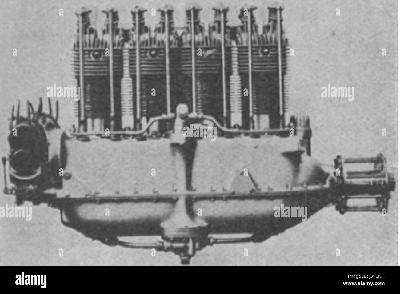Il motore Colombo S.53, un motore aeronautico di fabbricazione italiana, noto per il suo uso nell'aviazione, che mostra il design e l'ingegneria della tecnologia aeronautica della metà del XX secolo. Foto Stock