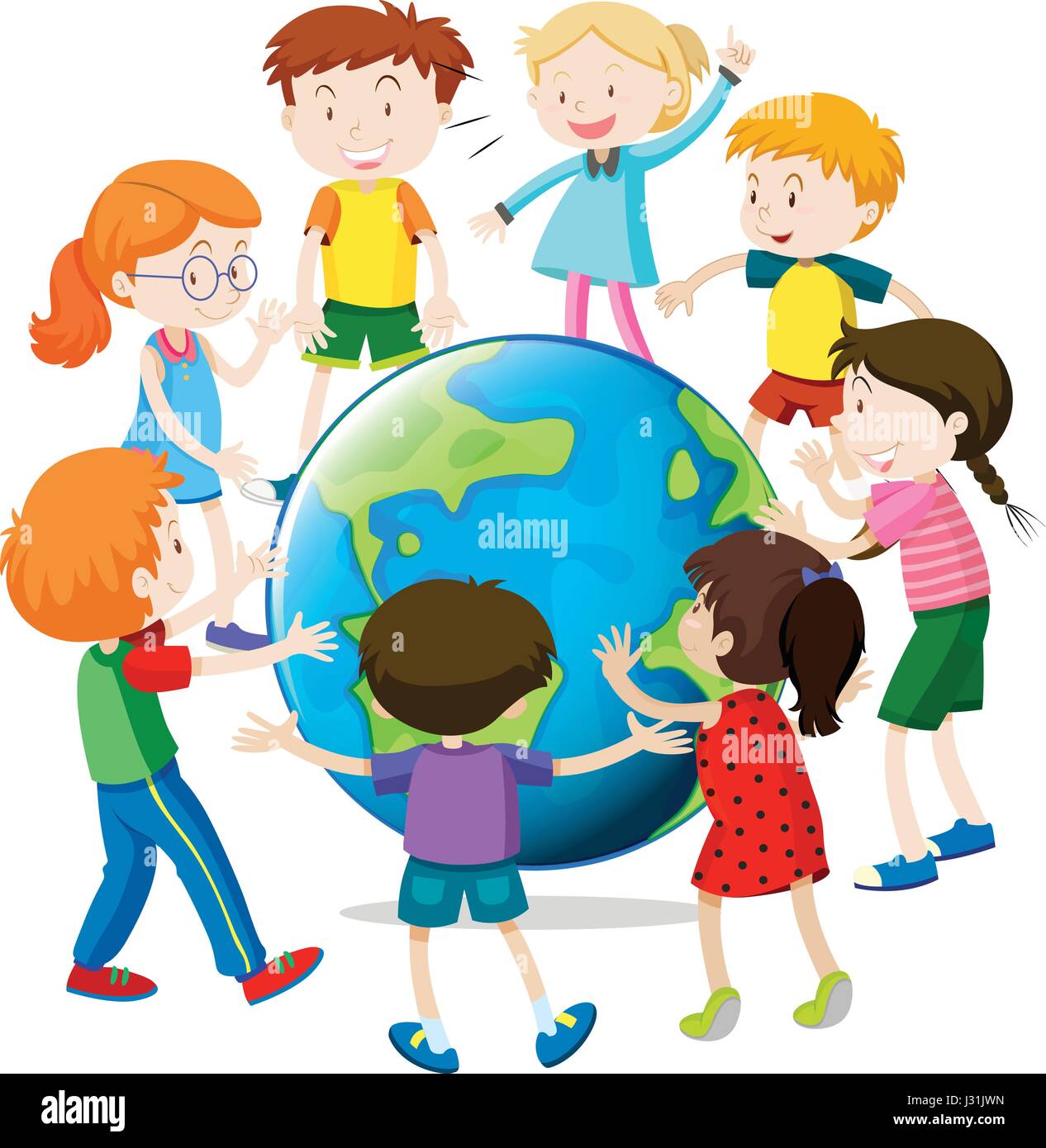 Felici i bambini di tutto il mondo illustrazione Immagine e Vettoriale -  Alamy