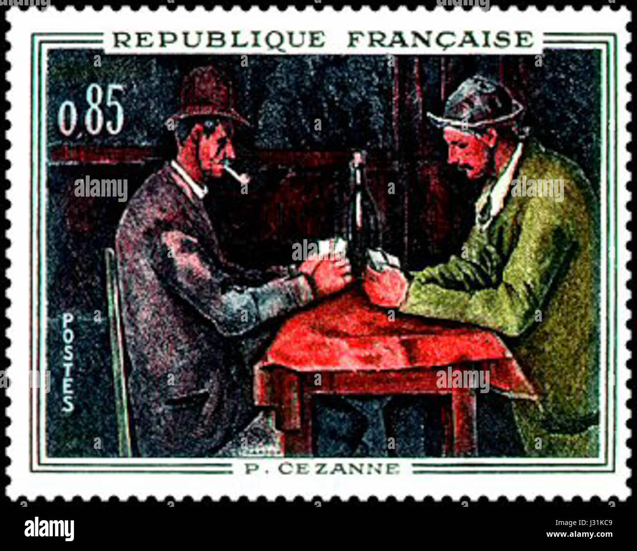 Una rappresentazione del 1961 dei "giocatori di carte" di Cezanne, che mostra l'eredità duratura del lavoro di Cezanneâ sull'arte e il modernismo francesi. Foto Stock