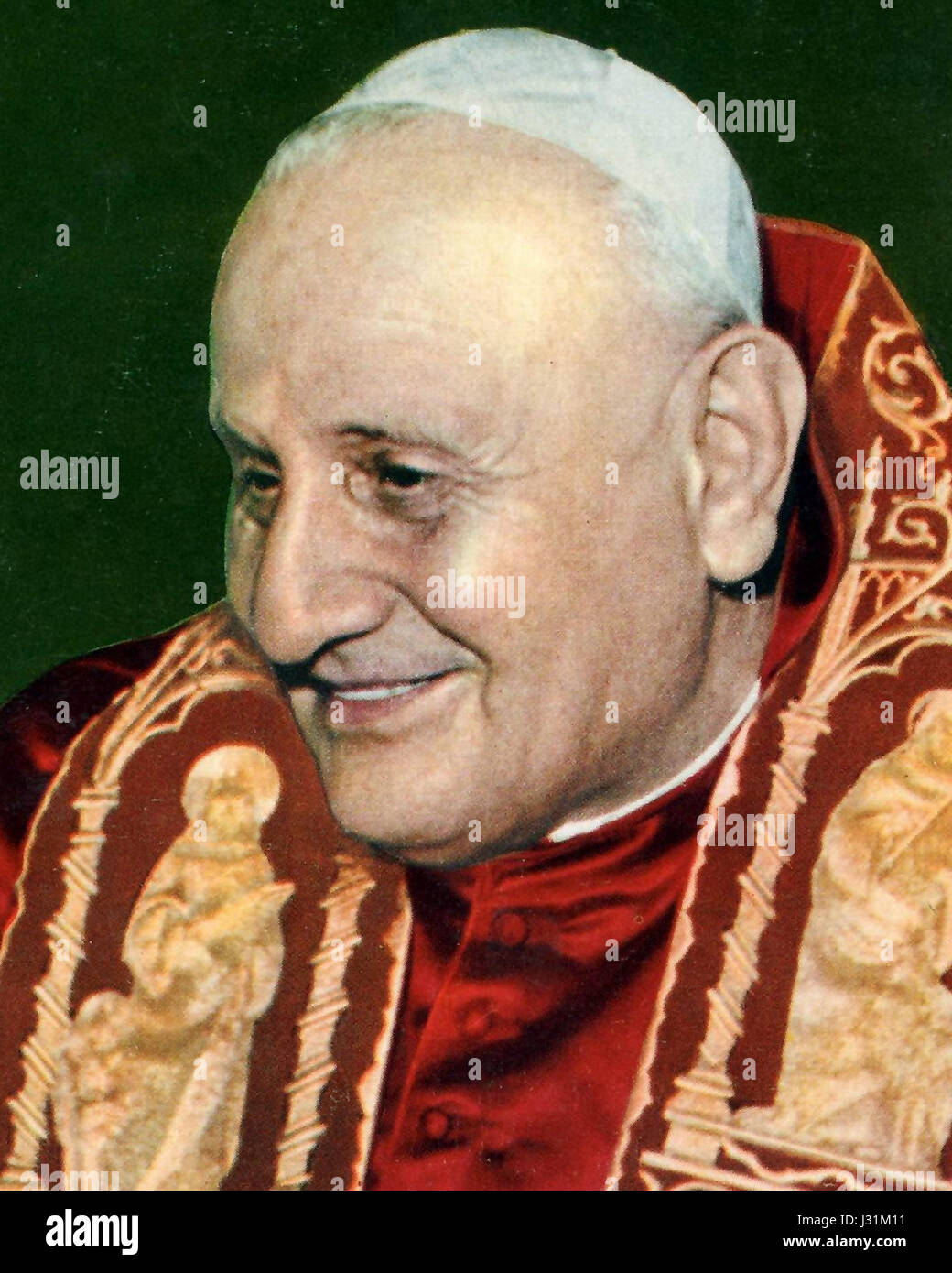 Una fotografia ritagliata di Papa Giovanni XXIII scattata nel 1959, che mostra la sua somiglianza durante il suo papato. Foto Stock
