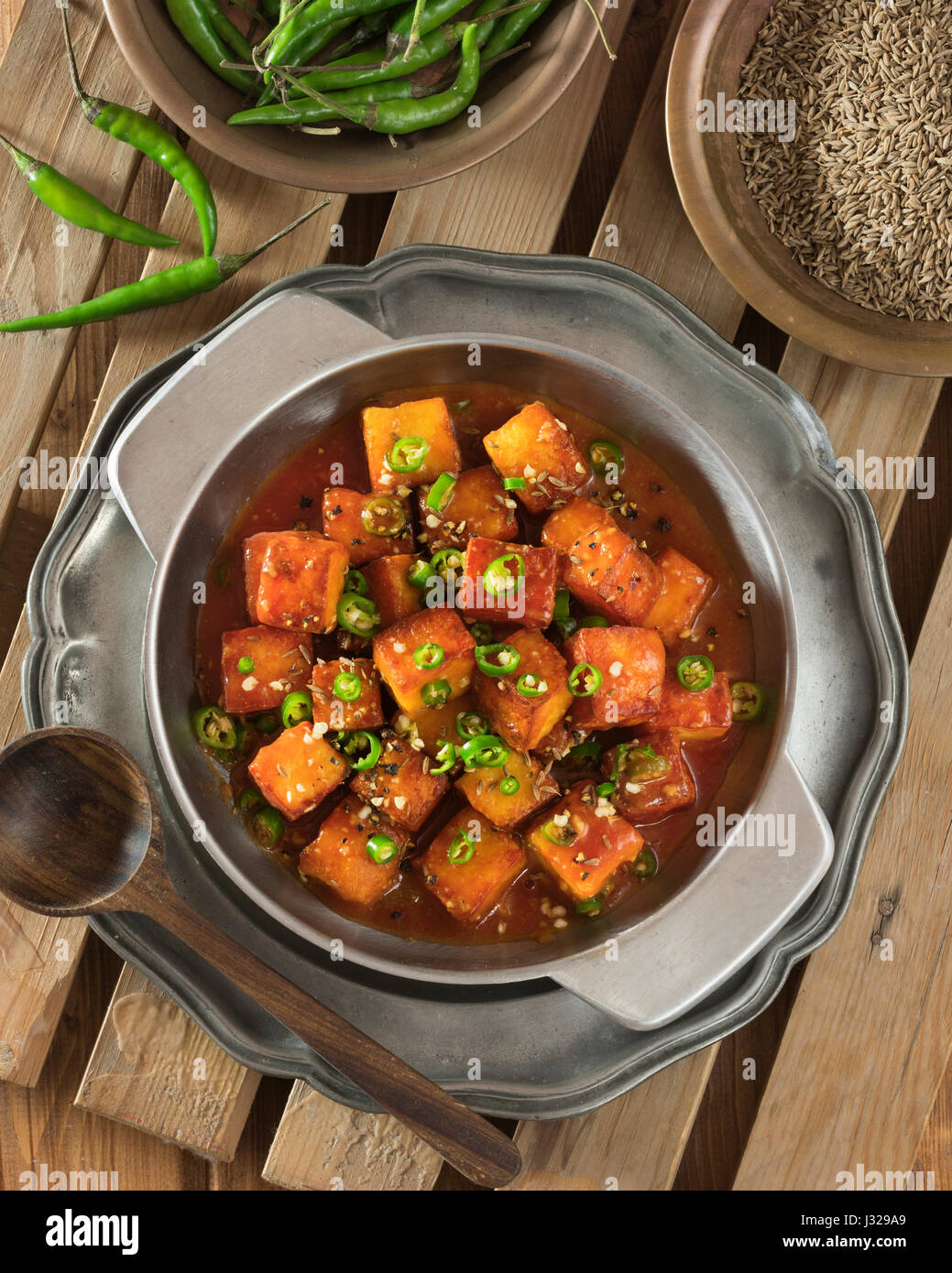 Peperoncino il paneer. Spicy Indo cinese di motorino di avviamento. India cibo Foto Stock