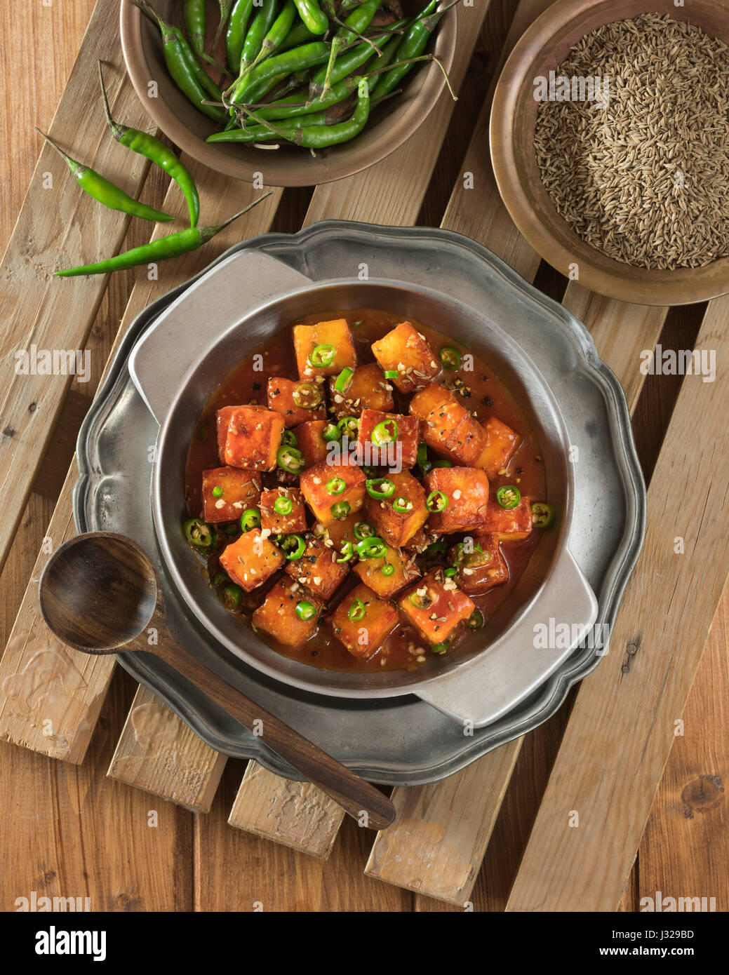Peperoncino il paneer. Spicy Indo cinese di motorino di avviamento. India cibo Foto Stock