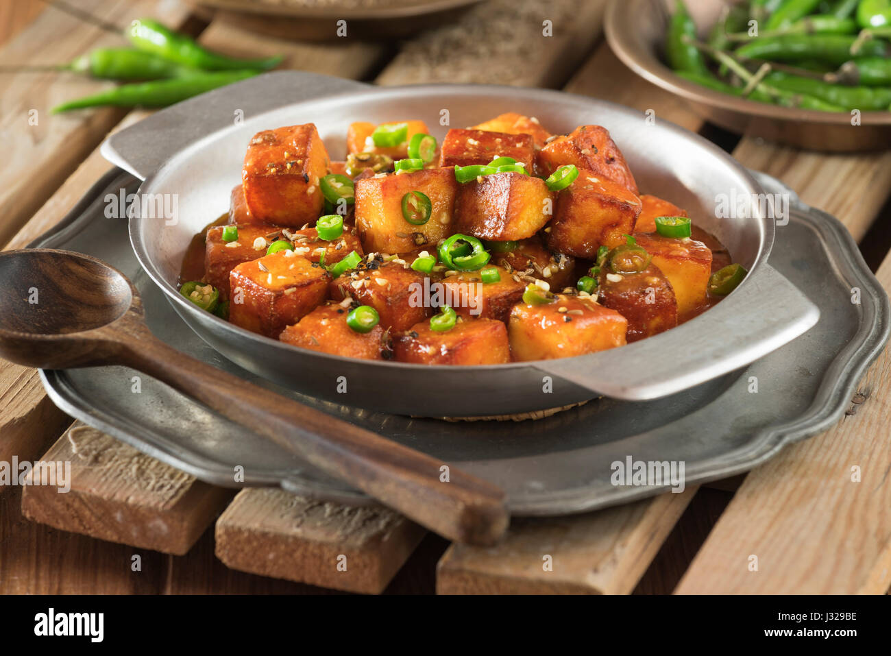 Peperoncino il paneer. Spicy Indo cinese di motorino di avviamento. India cibo Foto Stock