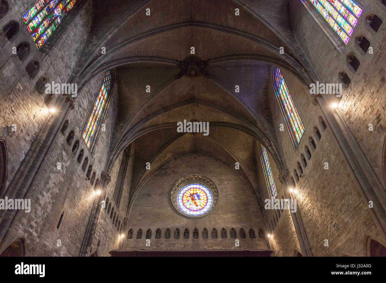 Cattedrale di Girona vault in Gerona, Catalogna, Spagna Foto Stock