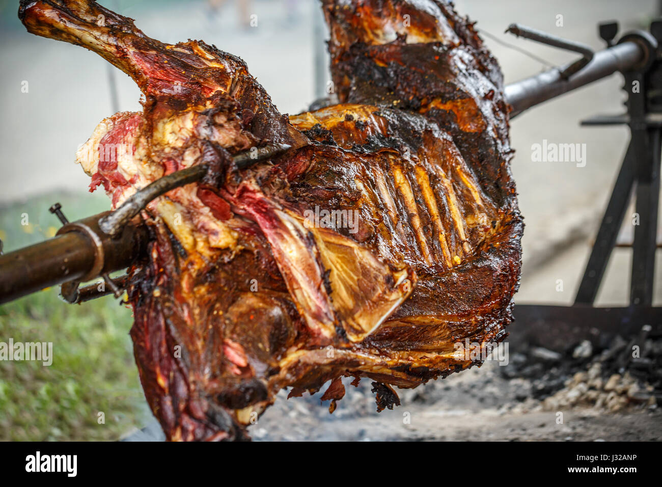 Concetto griglia, tutta la carne a spiedino di laminazione Foto Stock