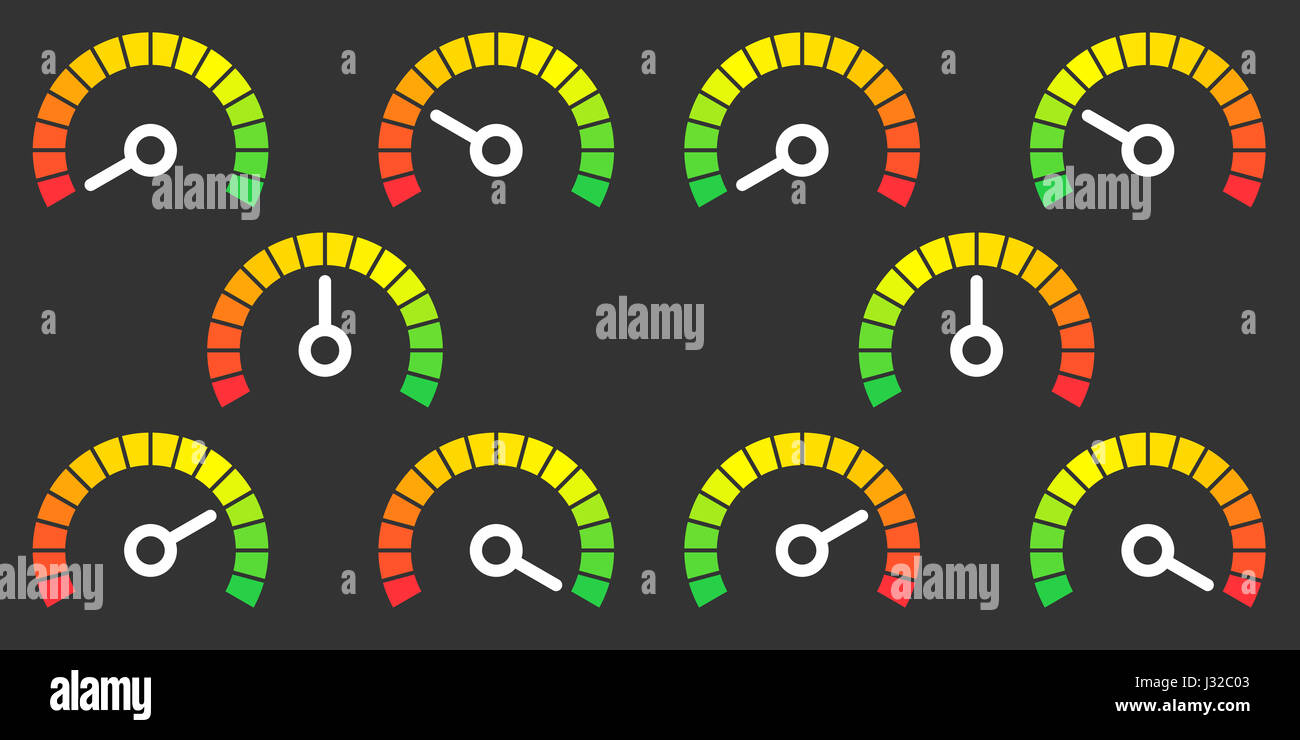 Misuratore di elemento indicatore segni simboli icone illustrazione infografico Foto Stock