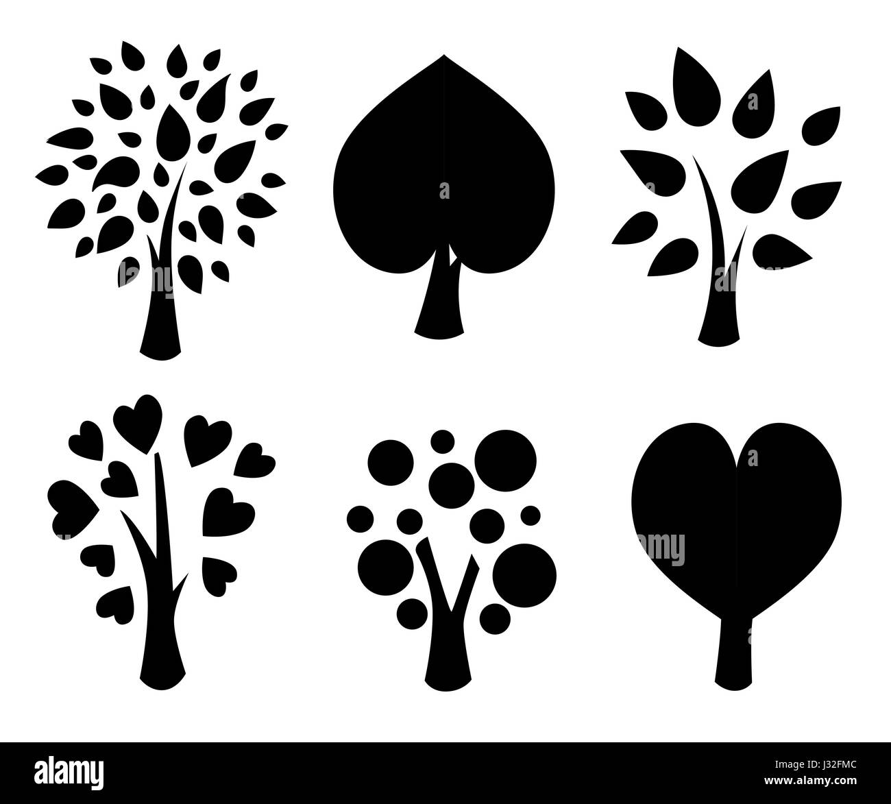 Alberi. Raccolta di elementi di design. Set di icone. illustrazione vettoriale Illustrazione Vettoriale