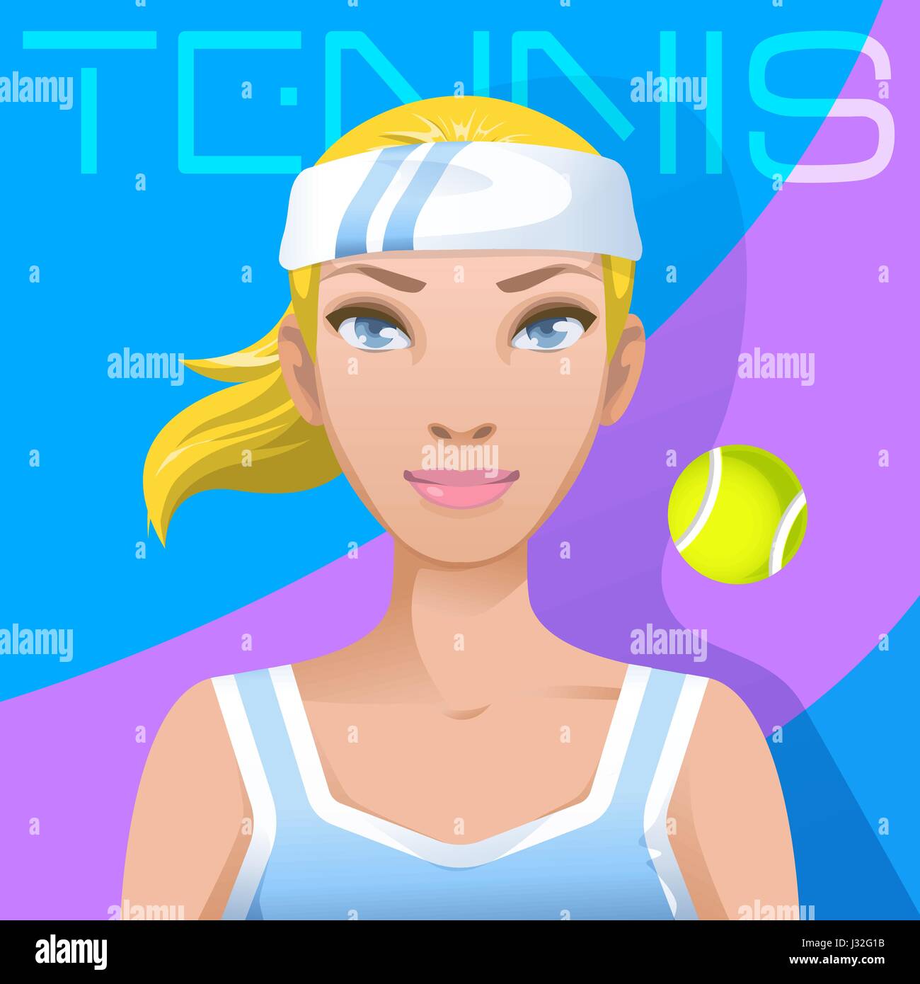 Donna giovane giocatore di tennis avatar. Sport uno stile di vita attivo Illustrazione Vettoriale