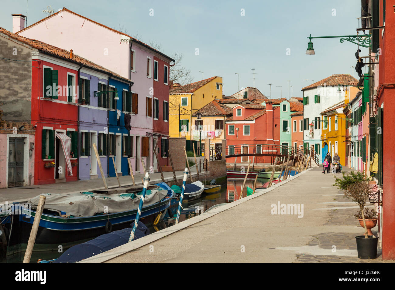 Case colorate sulla isola di Burano a Venezia. Foto Stock