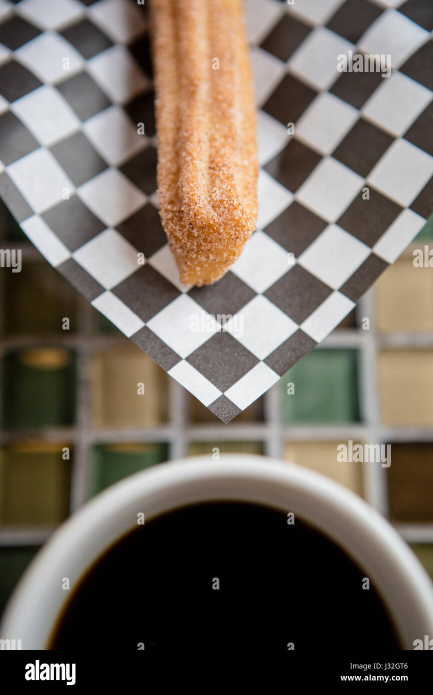 Tettuccio di colpo di churros e caffè Foto Stock