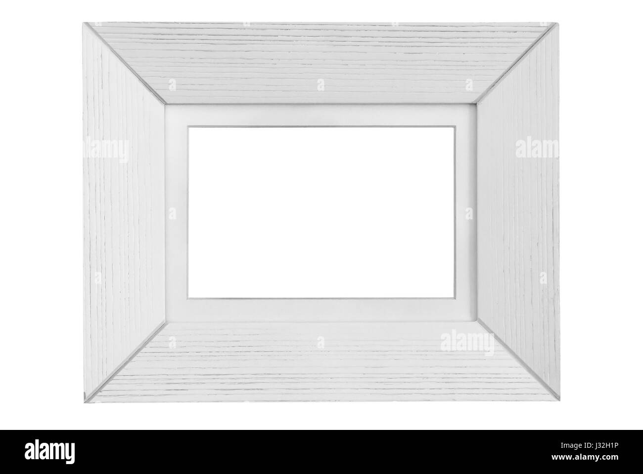 Legno bianco picture frame isolati su sfondo bianco con tracciato di ritaglio Foto Stock