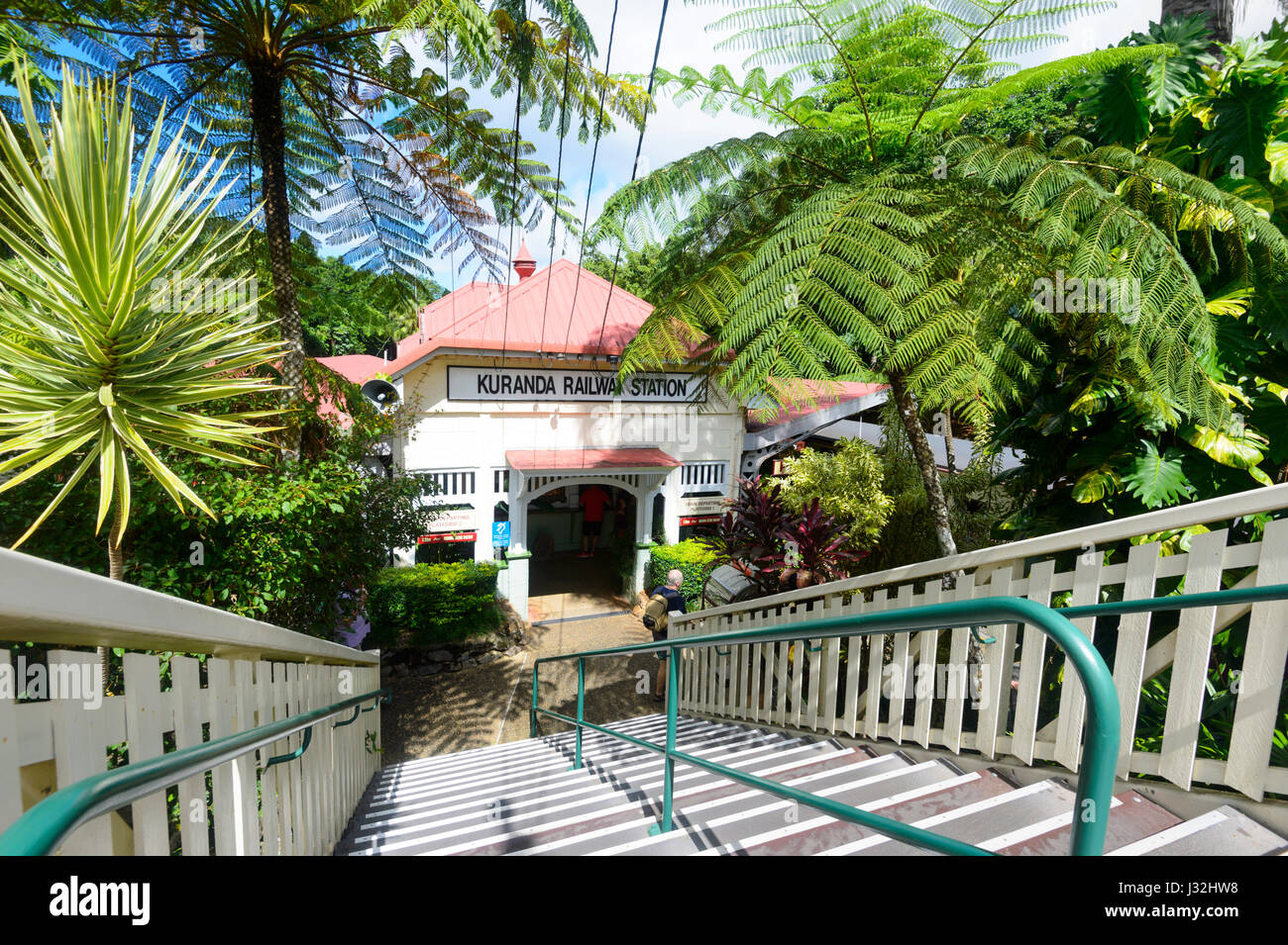 Kuranda stazione ferroviaria, vicino a Cairns, estremo Nord Queensland, FNQ, QLD, Australia Foto Stock