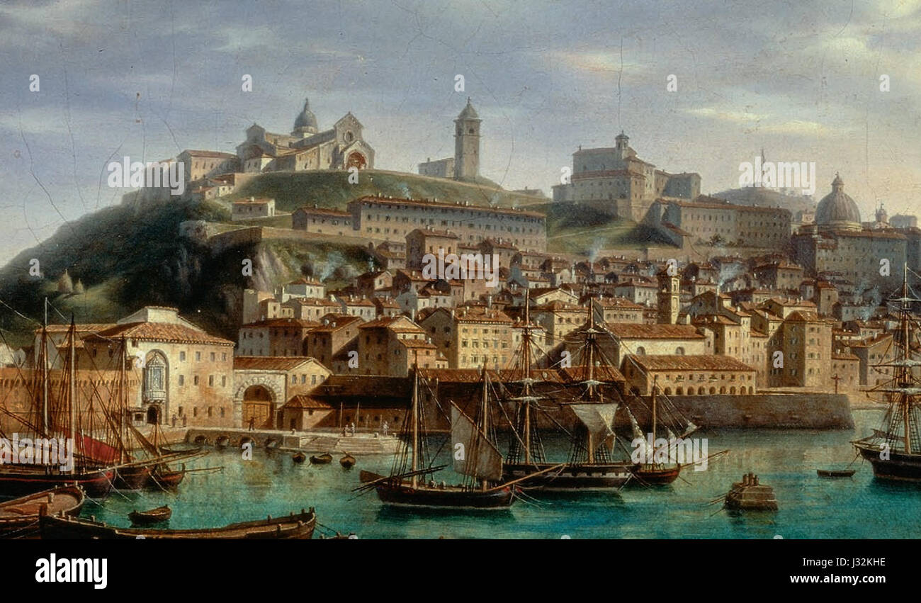 Ancona, Pinacoteca civica F. Podesti, Barnaba Mariotti, Veduta del porto di Ancona, particolare Foto Stock