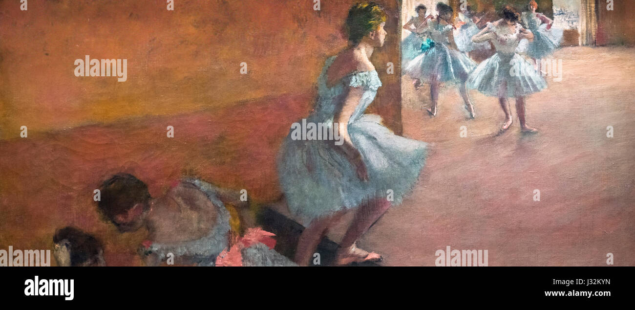 Degas. 'Danseuses Montant onu Escalier' (Ballerini salire le scale) di Edgar Degas, olio su tela, c.1886-90 Foto Stock