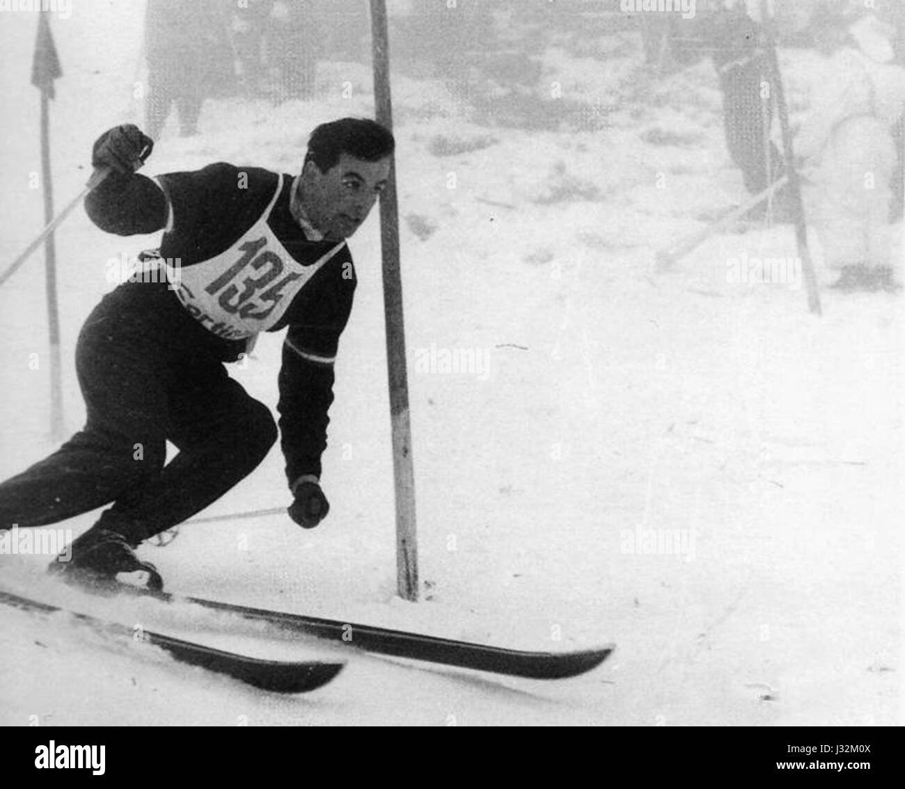 Toni Sailer nello slalom speciale di Cortina 1956 Foto Stock
