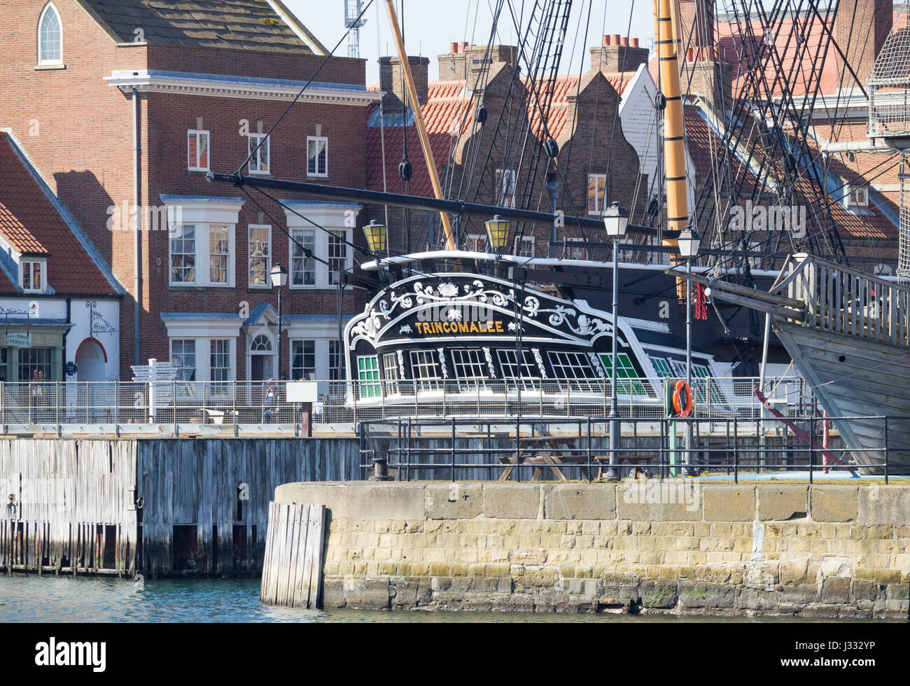 HMS Trincomalee, la più antica nave da guerra ancora a galla al Museo Nazionale della Royal Navy in Hartlepool, Inghilterra. Regno Unito Foto Stock