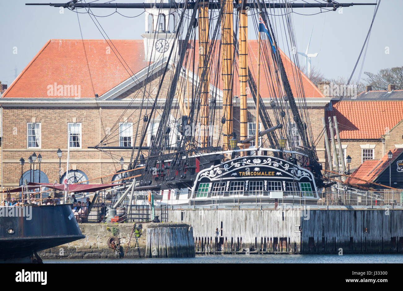 HMS Trincomalee, la più antica nave da guerra ancora a galla al Museo Nazionale della Royal Navy in Hartlepool, Inghilterra. Regno Unito Foto Stock
