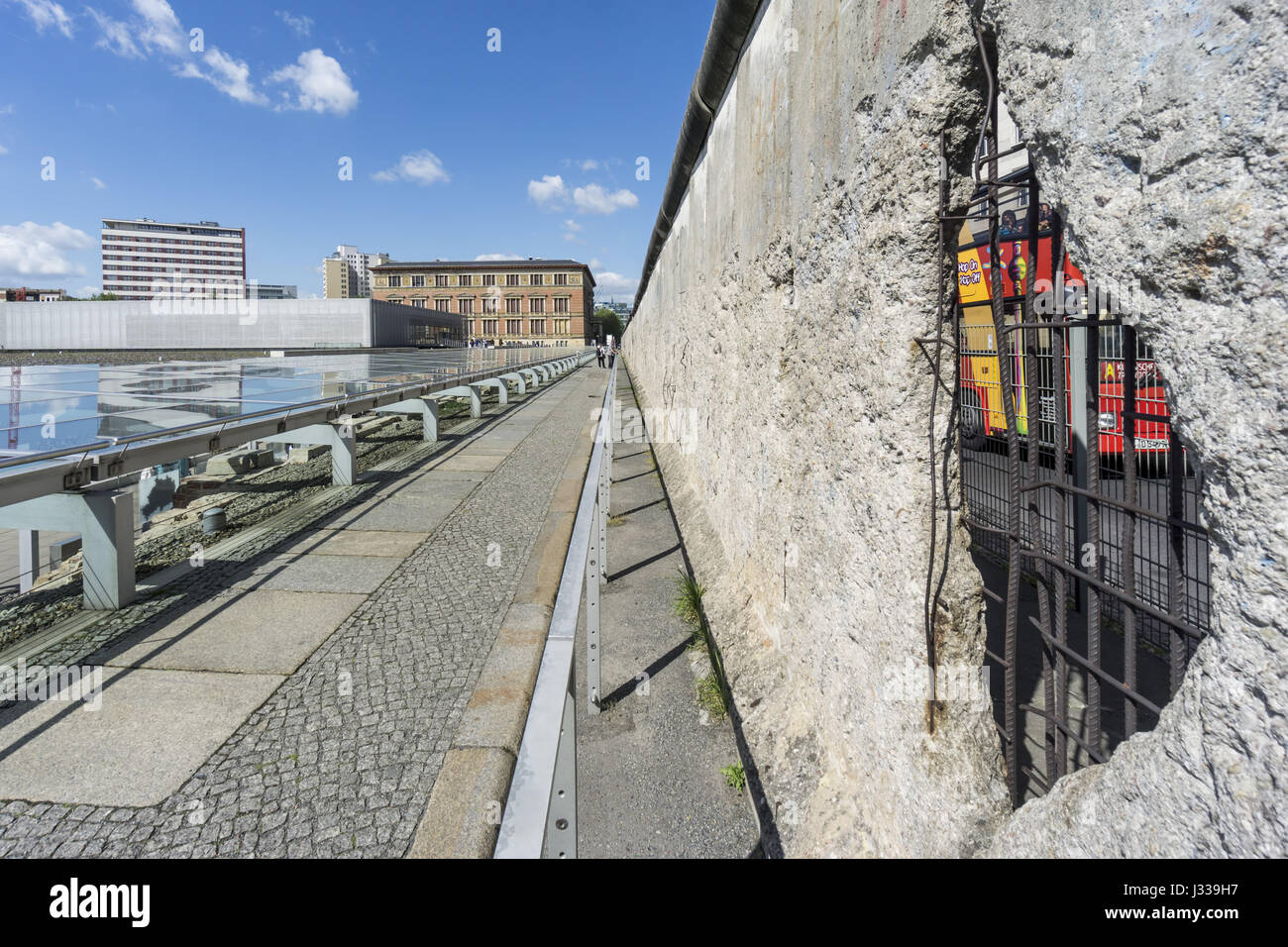 Topografia del Terrore e il muro di Berlino, il Centro di Documentazione del terrore nazista, il muro di Berlino, Berlino, Germania Foto Stock