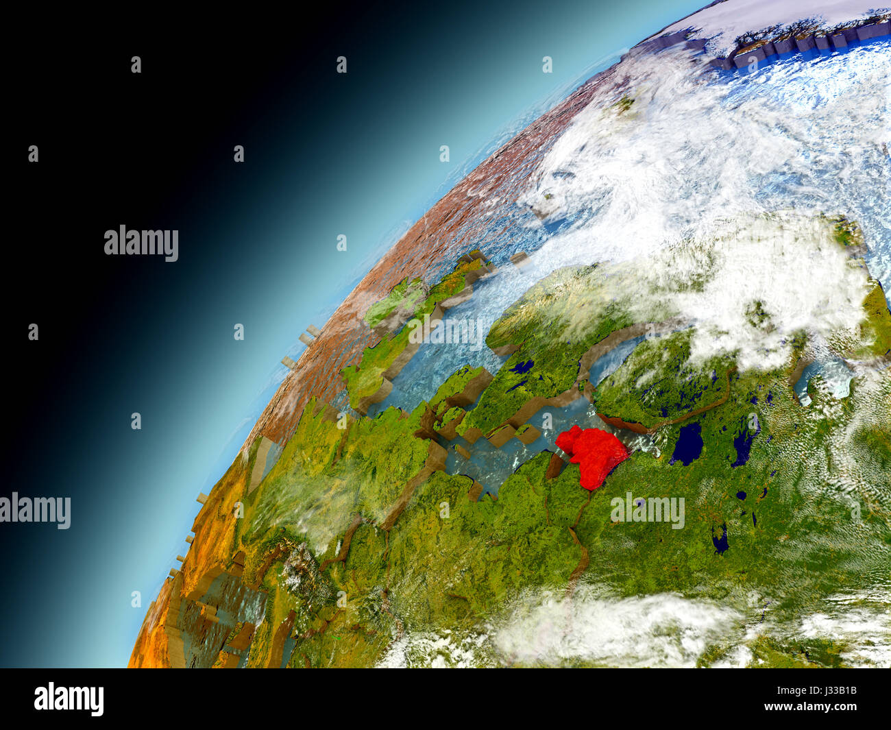 Estonia visto dall orbita sul modello della terra. 3D illustrazione con atmosfera e riflettente acque dell'oceano. Gli elementi di questa immagine fornita dalla NASA. Foto Stock
