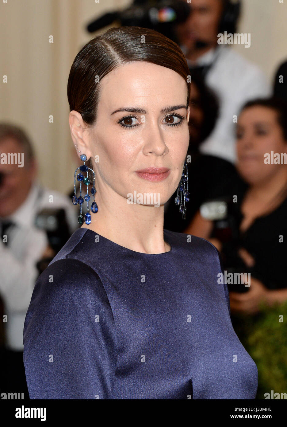 Sarah Paulson frequentando il Metropolitan Museum of Art Costume Institute Gala benefici 2017 in New York, Stati Uniti d'America. Stampa foto di associazione. Picture Data: lunedì 1 maggio, 2017. Vedere PA Storia SHOWBIZ Gala. Foto di credito dovrebbe leggere: Aurore Marechal/PA FILO Foto Stock