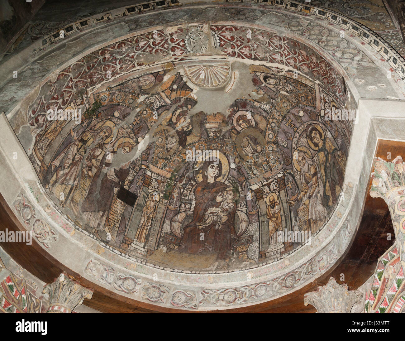 Tarda antichità cristiana dei primi dipinti a muro, Rosso Monastero, Sohag, Egitto Foto Stock