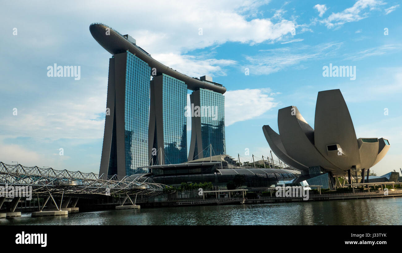 Il Marina Bay Sands e ArtScience Museum di Singapore Foto Stock