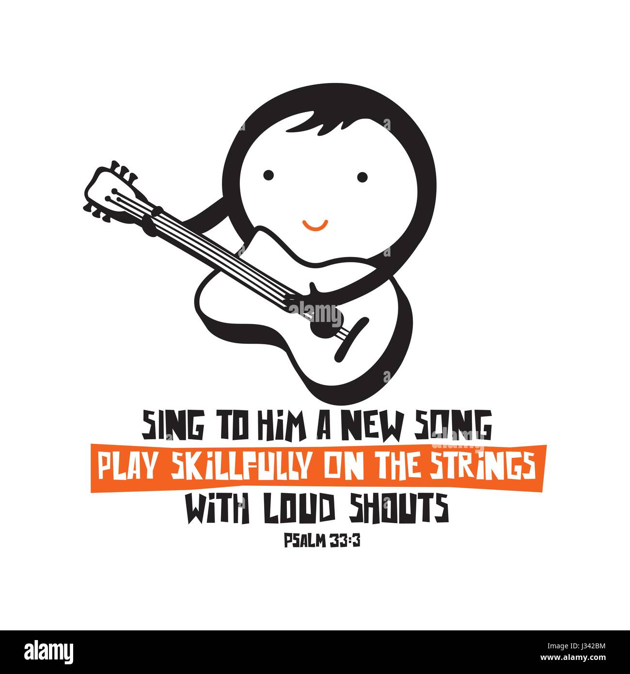 Racconto biblico. Cantate al Signore un canto nuovo, suonate la cetra con arte e acclamate. Illustrazione Vettoriale