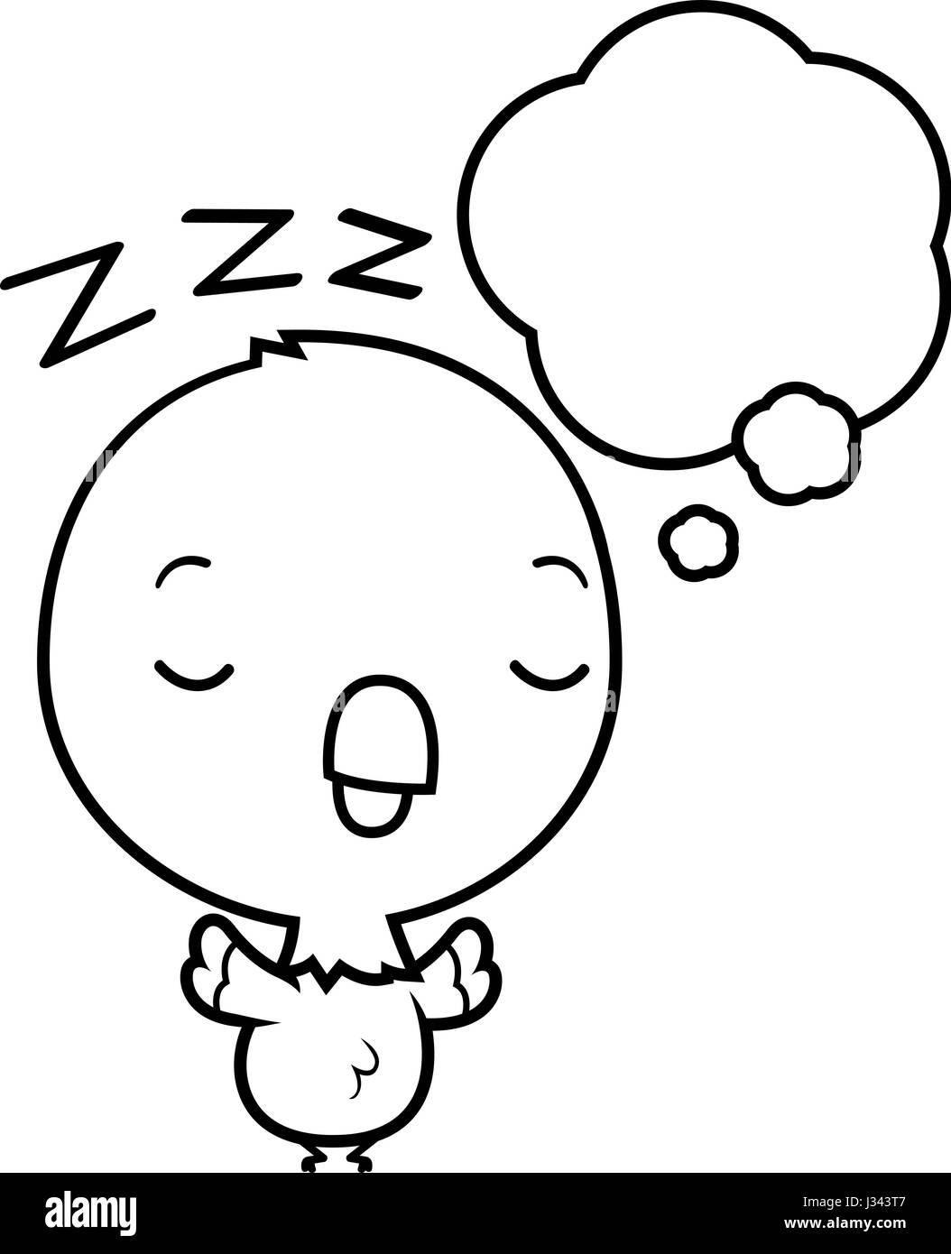 Un cartoon illustrazione di un bambino parrot sognare. Illustrazione Vettoriale