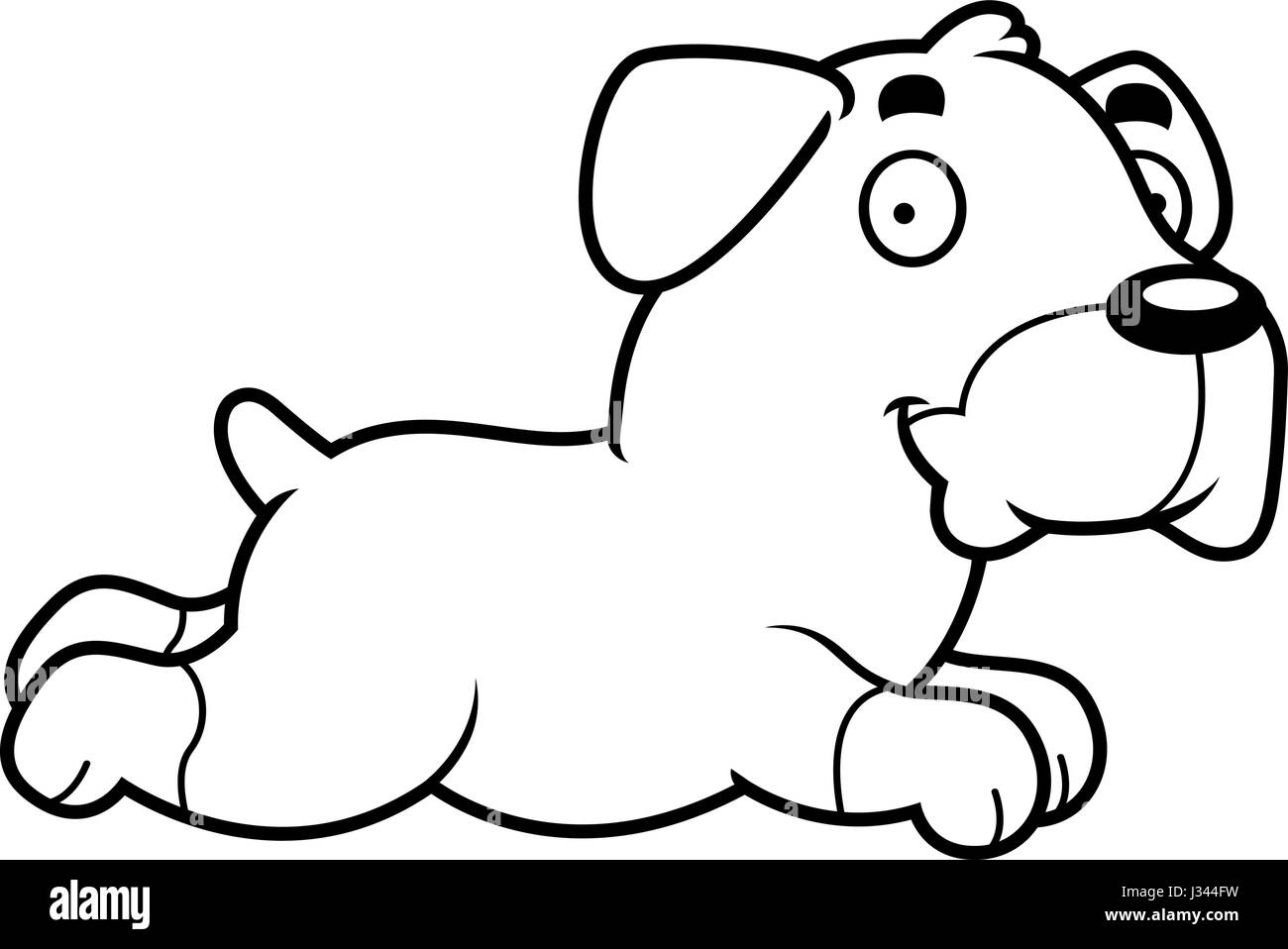 Un cartoon illustrazione di un rottweiler in esecuzione. Illustrazione Vettoriale