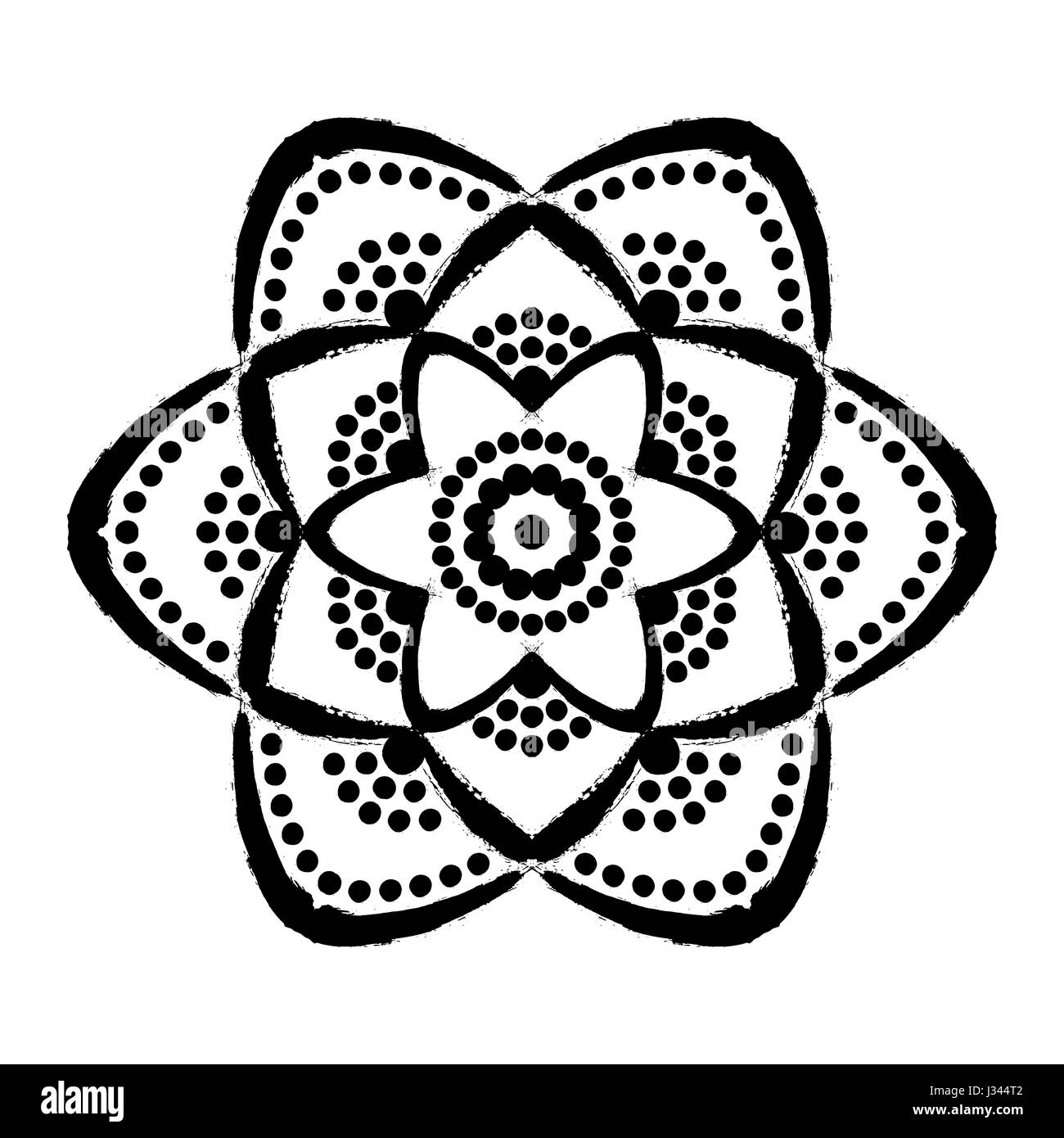 Fiore verniciato punti Mandala Illustrazione Vettoriale