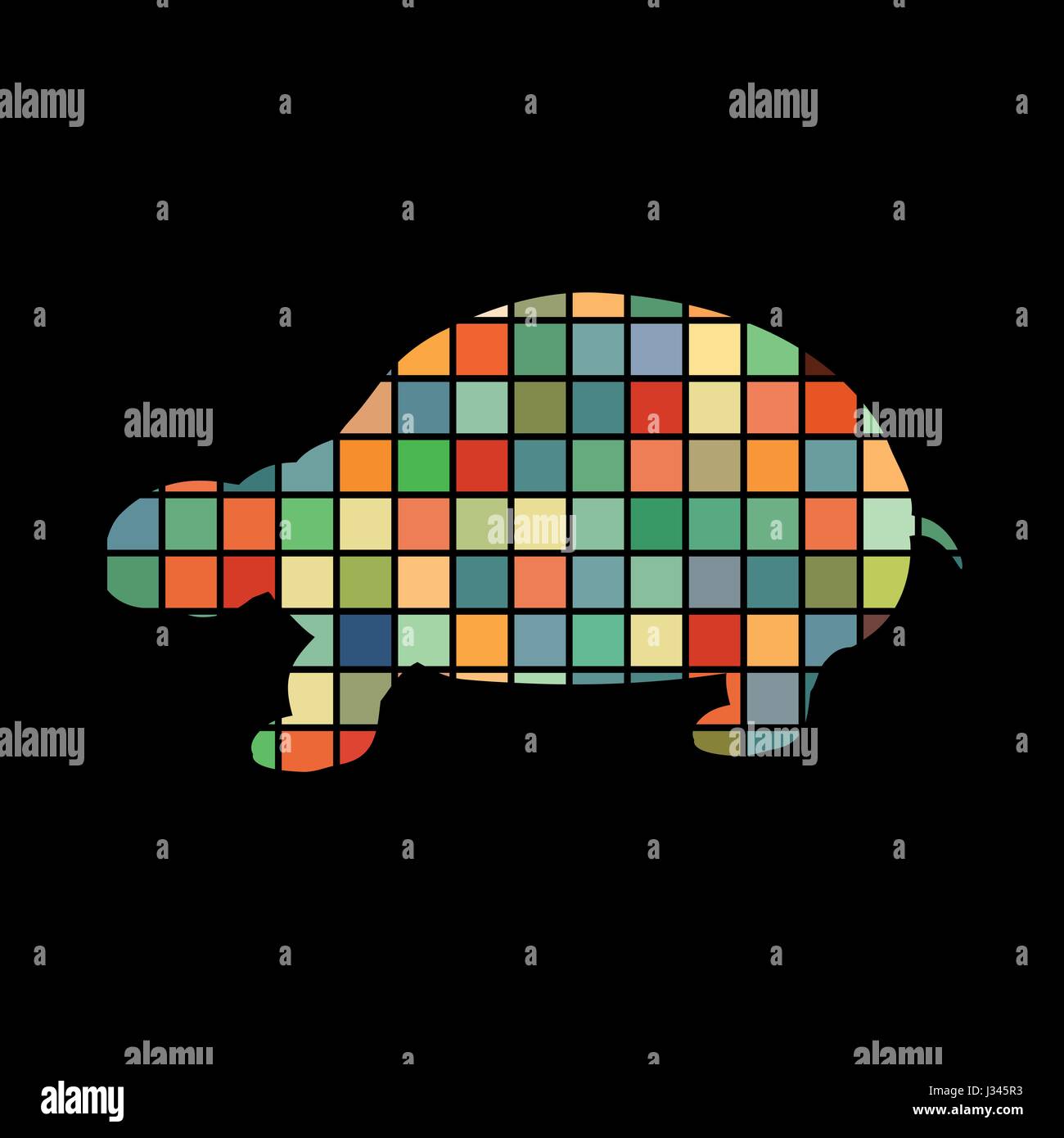 Terra turtle rettile colore animale silhouette Illustrazione Vettoriale