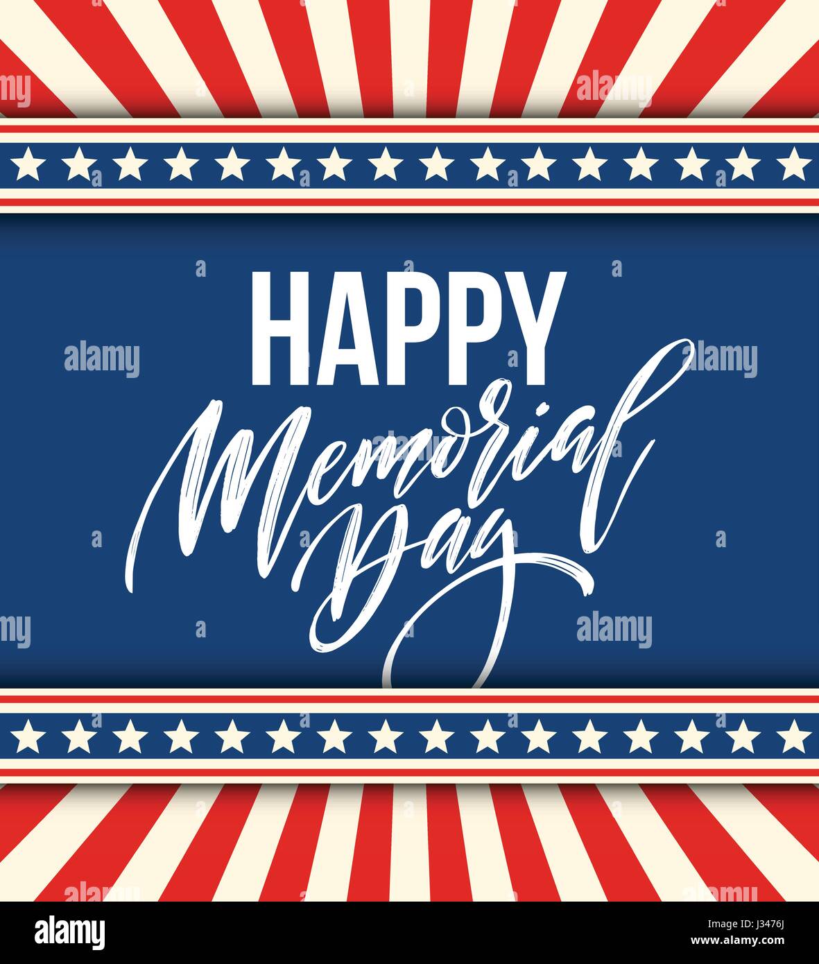 Felice giorno memoriale della scheda. National american holiday. Festive un poster o un banner con scritte a mano. Illustrazione Vettoriale Illustrazione Vettoriale