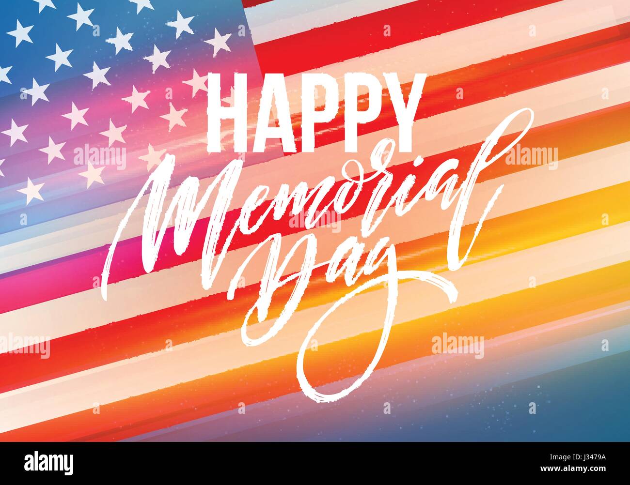 Felice giorno memoriale della scheda. National american holiday. Festive un poster o un banner con scritte a mano. Illustrazione Vettoriale Illustrazione Vettoriale