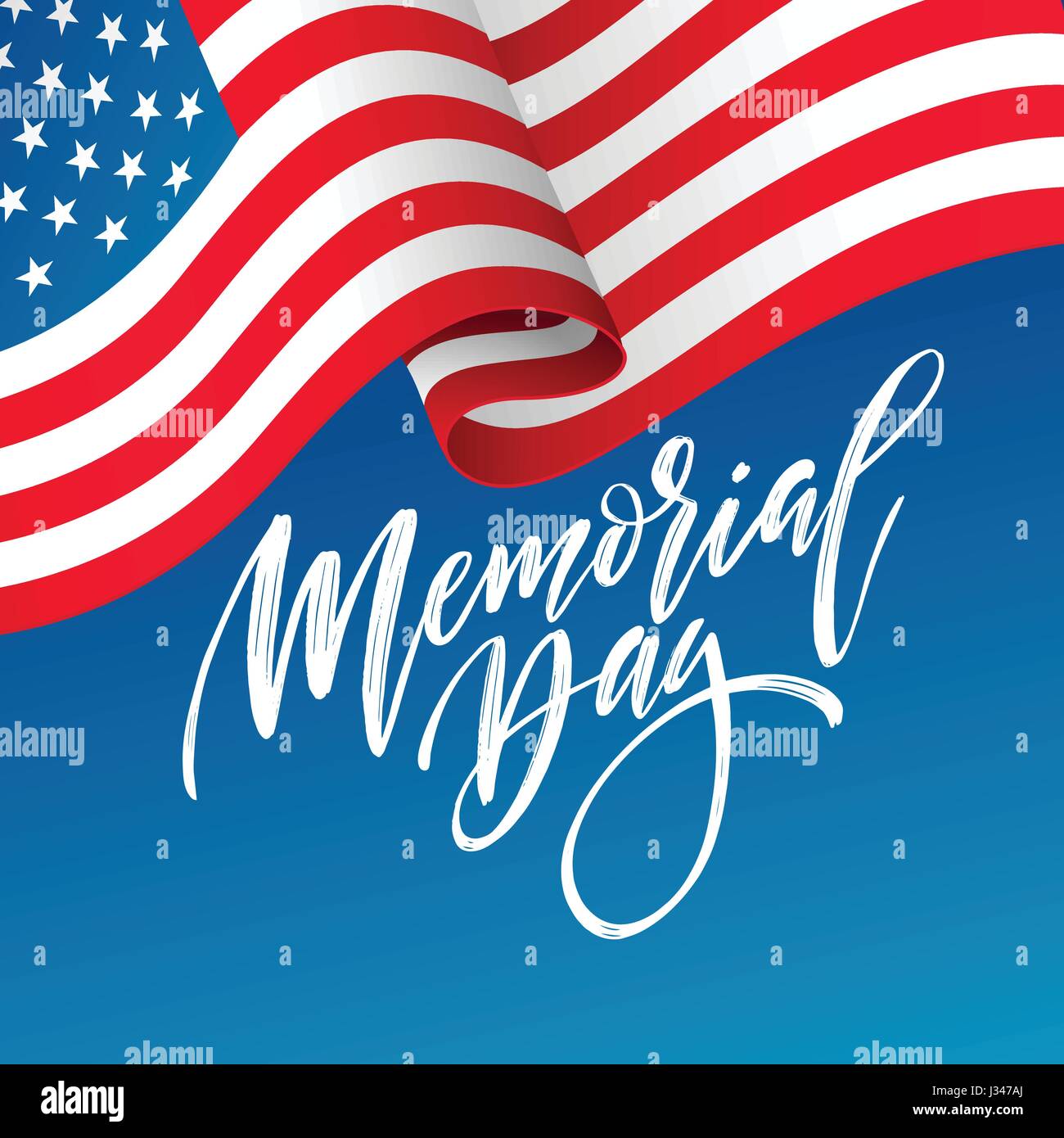 Felice giorno memoriale della scheda. National american holiday. Festive un poster o un banner con scritte a mano. Illustrazione Vettoriale Illustrazione Vettoriale