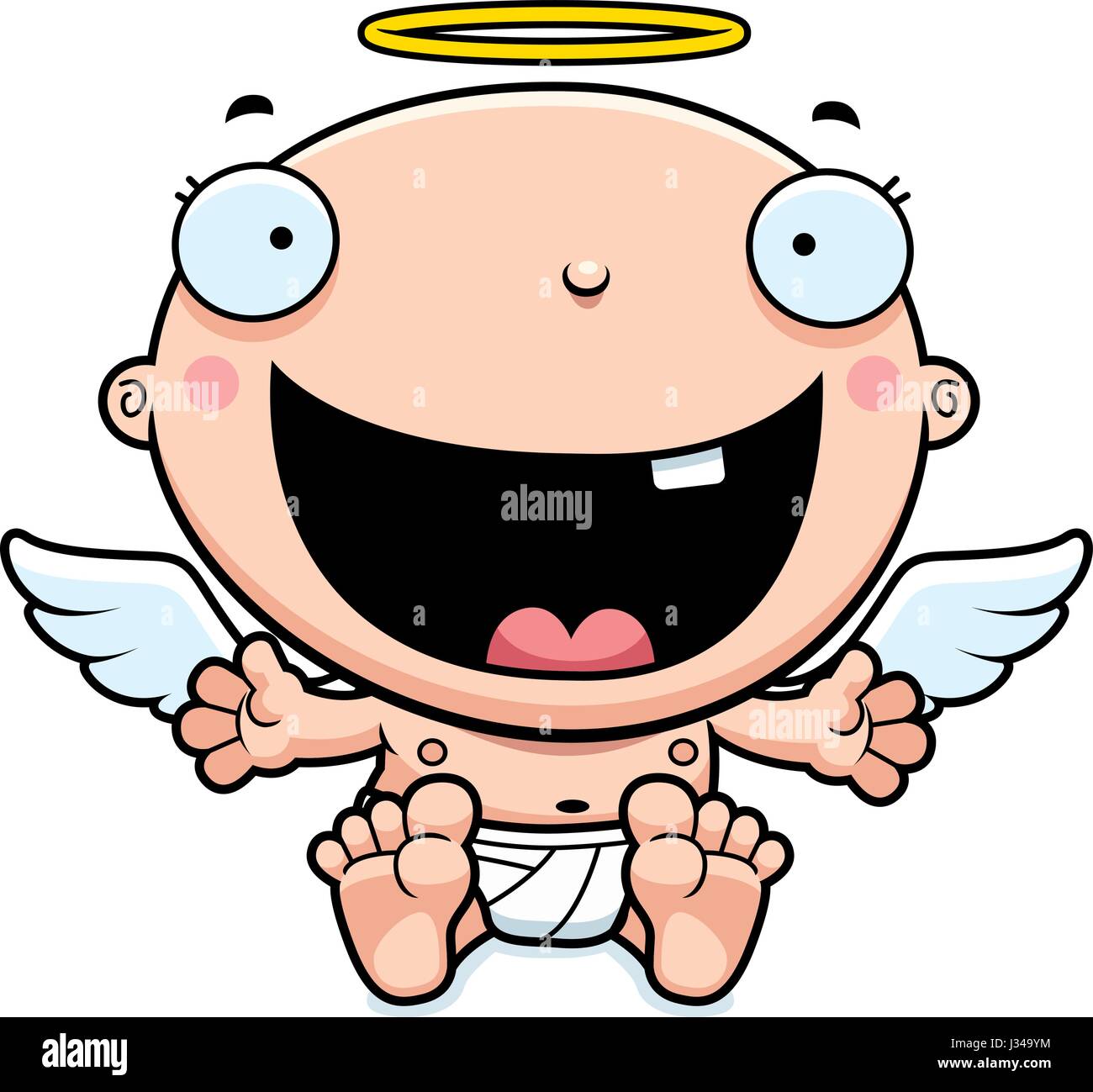 Un cartoon illustrazione di un baby angel cercando felice. Illustrazione Vettoriale